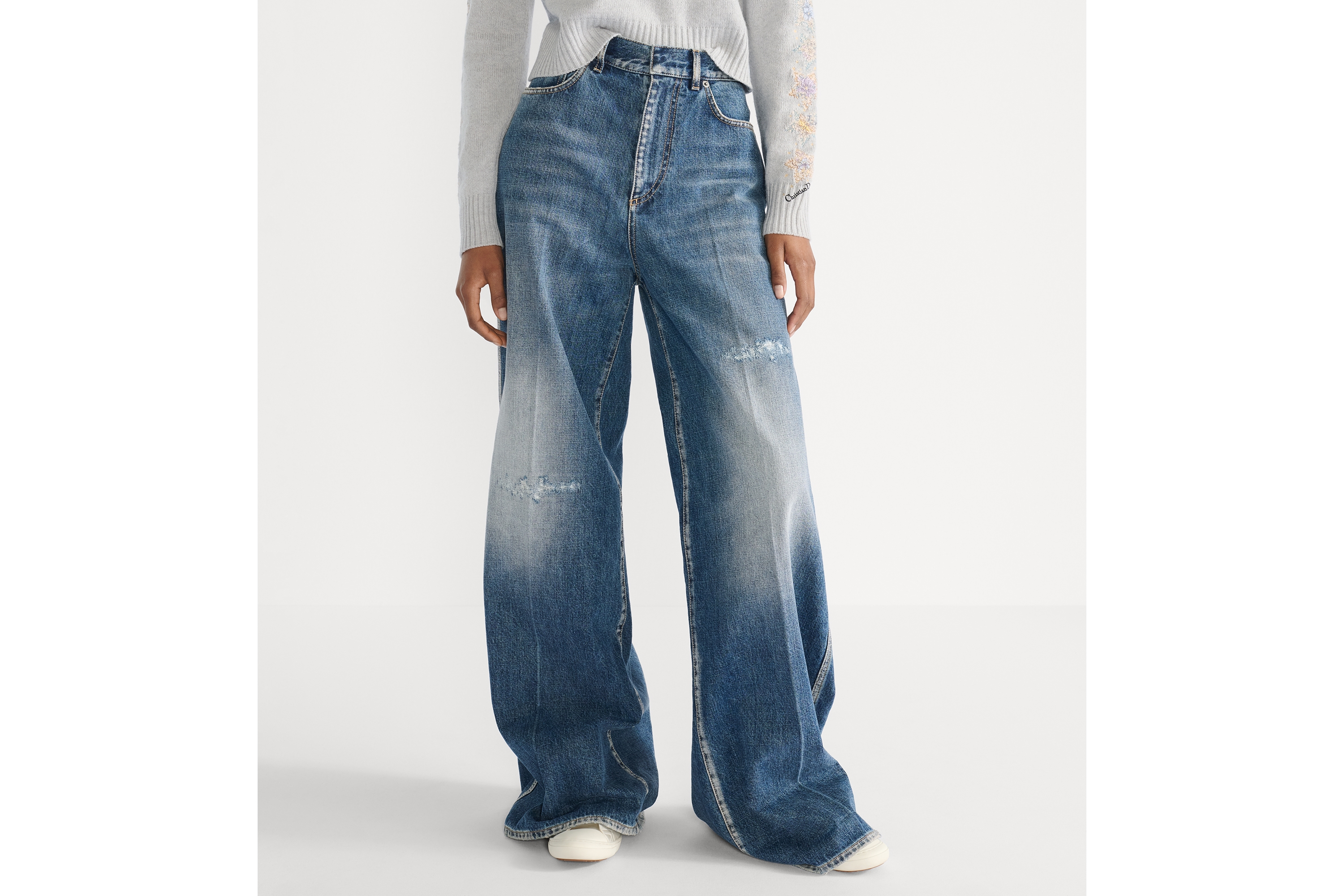 Look Flared Jeans Blue Stonewashed Cotton Denim E14