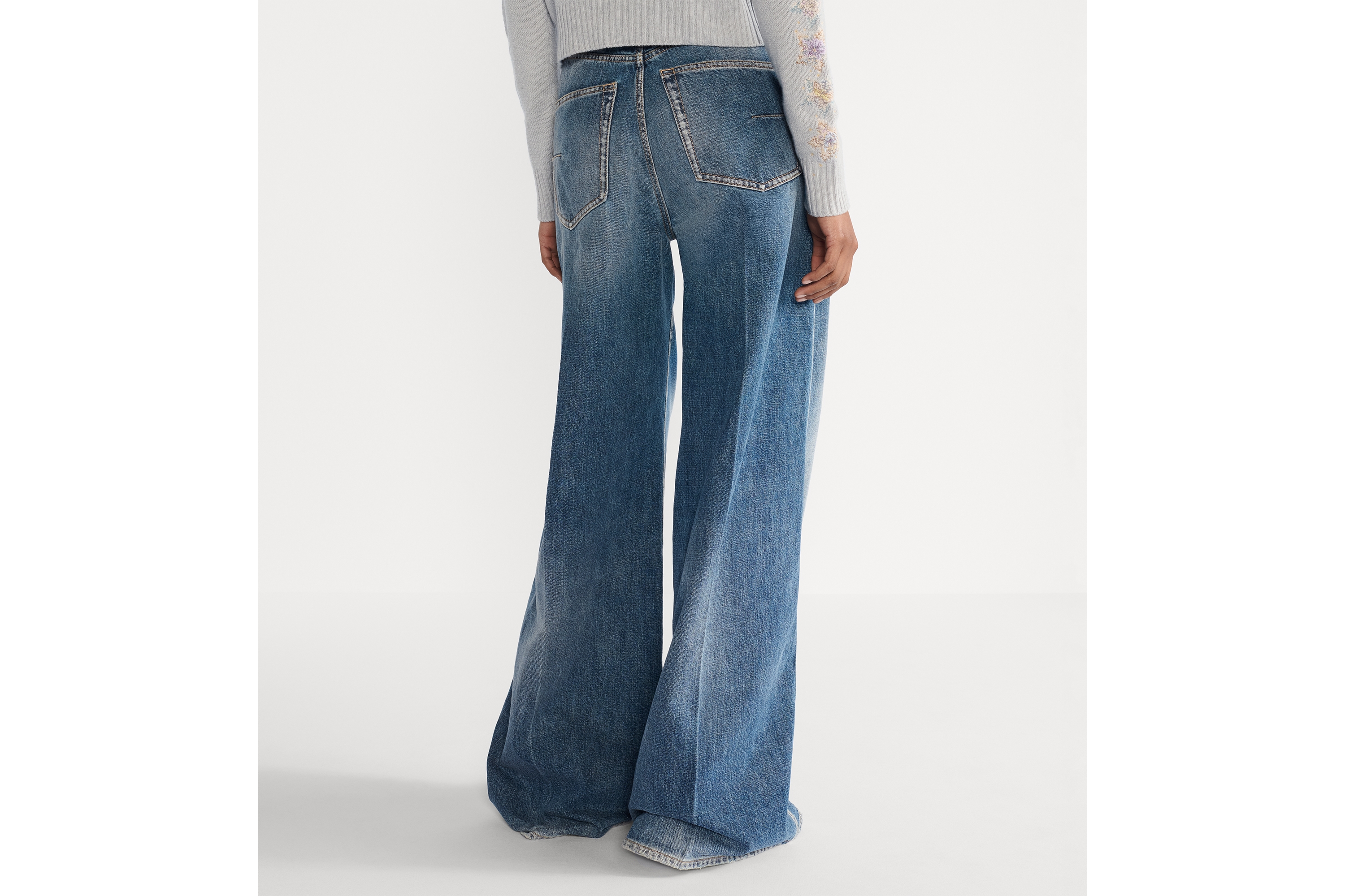 Look Flared Jeans Blue Stonewashed Cotton Denim E16