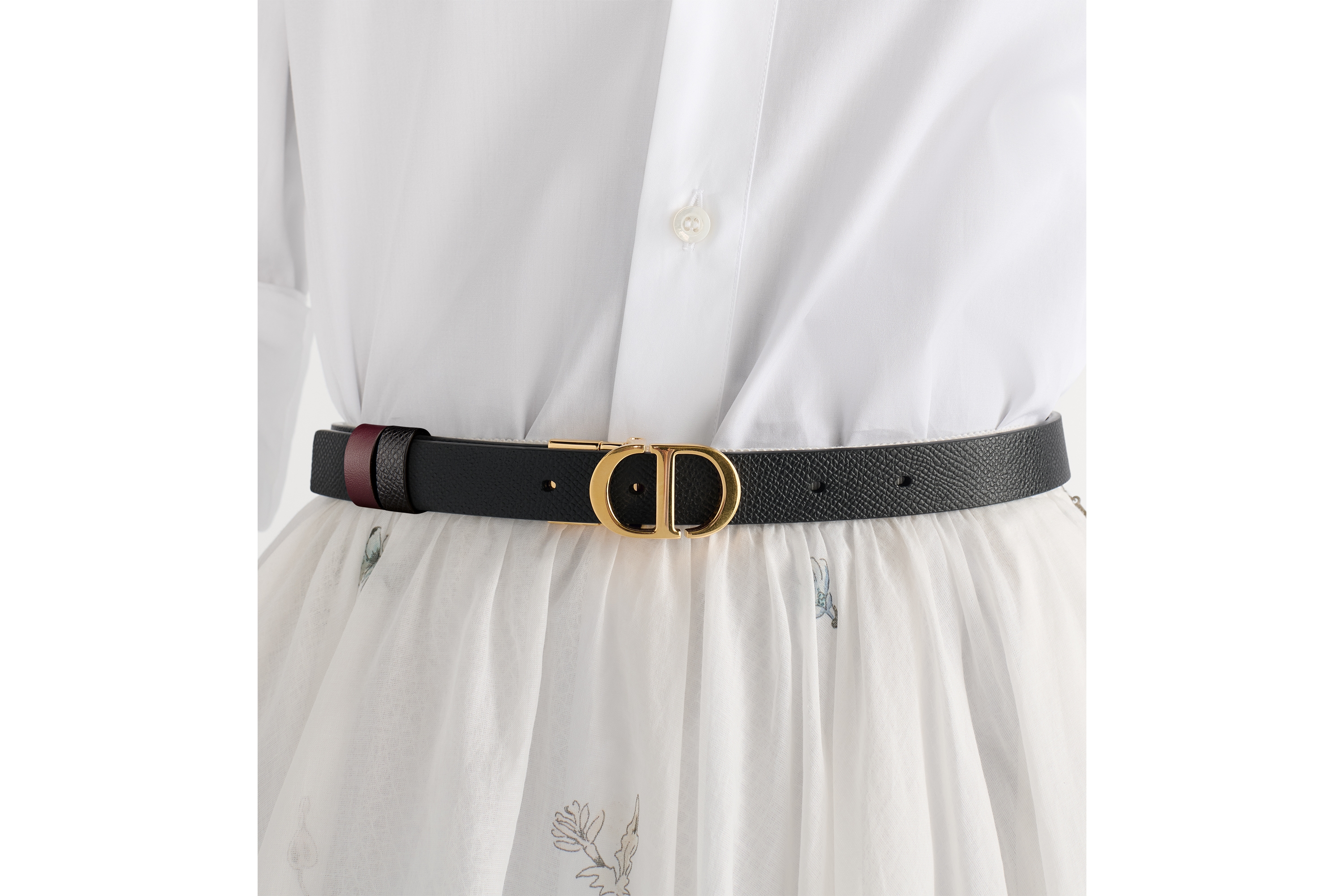 30 Montaigne 리버서블 벨트 블랙 그레인 송아지 가죽 & 버건디 스무스 송아지 가죽 20mm E13