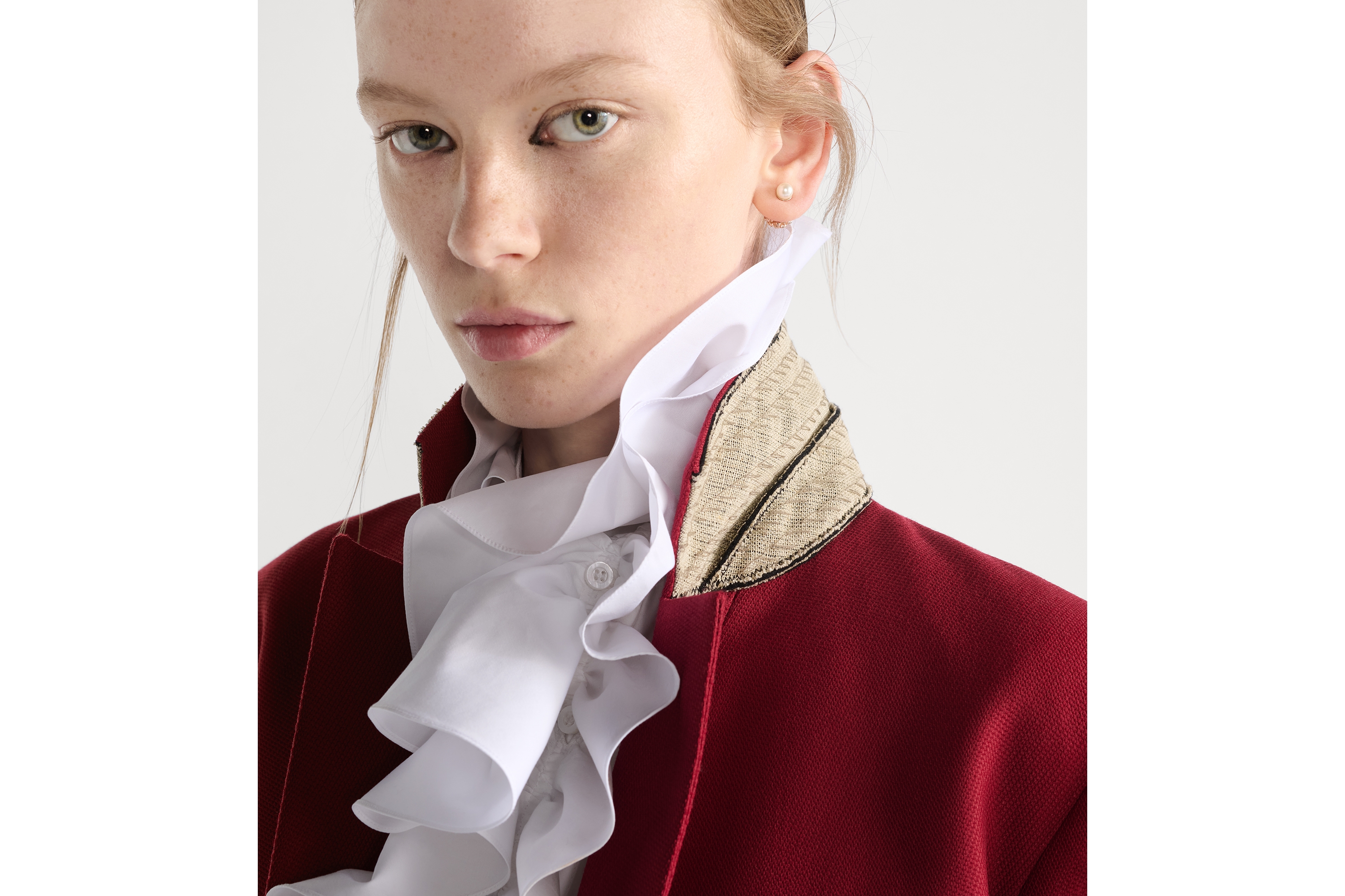 Blouse with Removable Ruched Collar