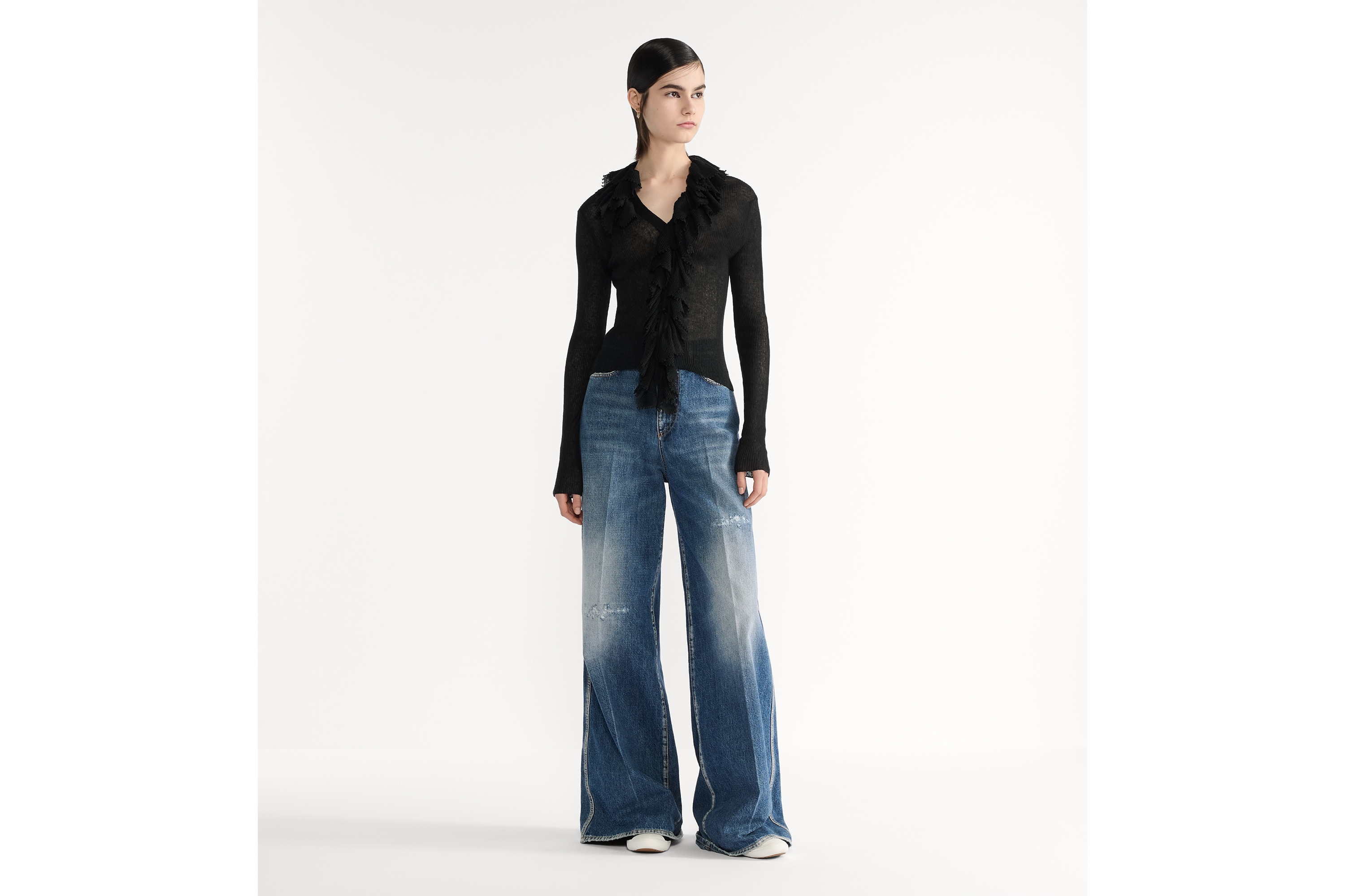 Cardigan with Removable Ruched Collar