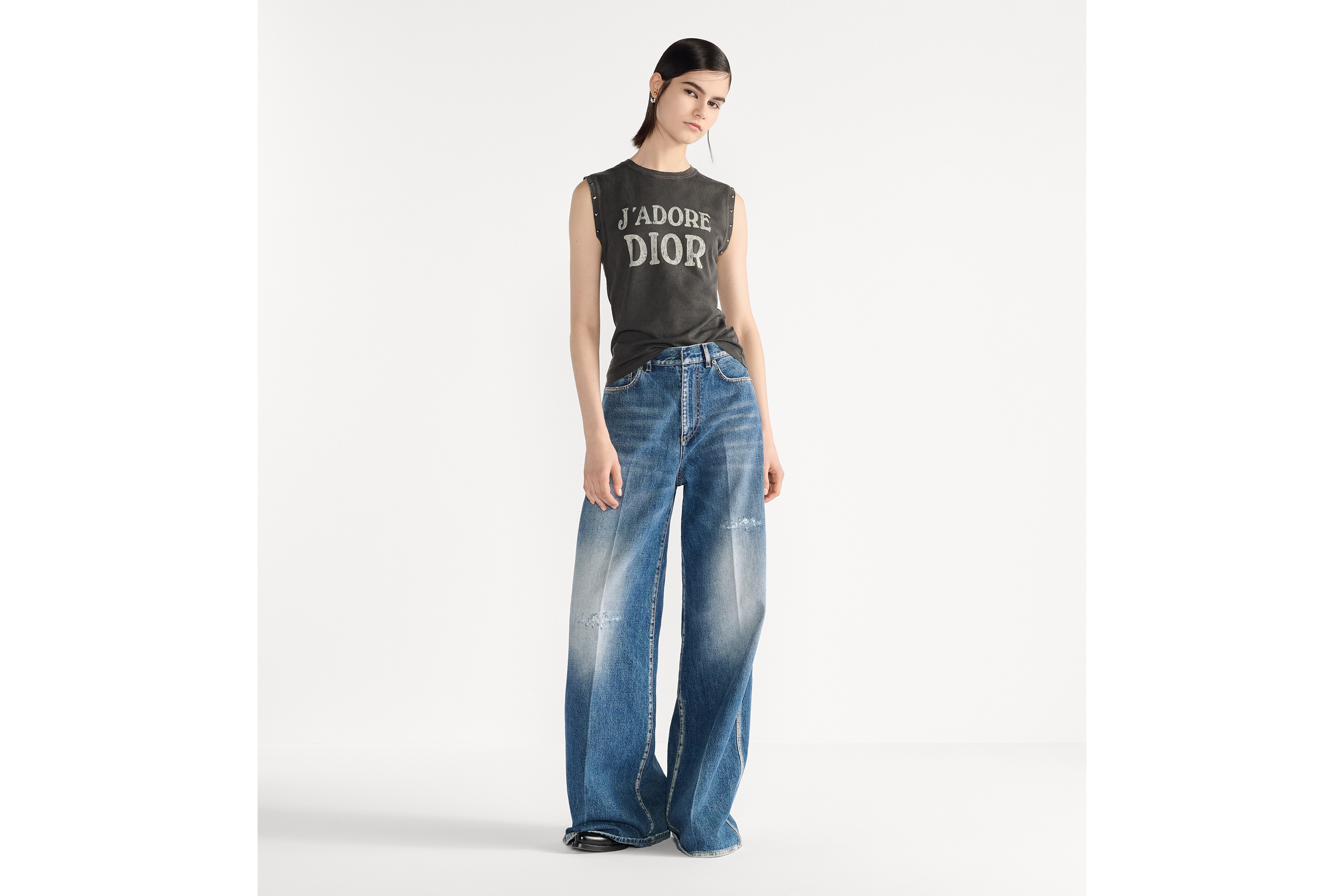 Look J'Adore Dior Tank Top Gray Cotton Jersey E01