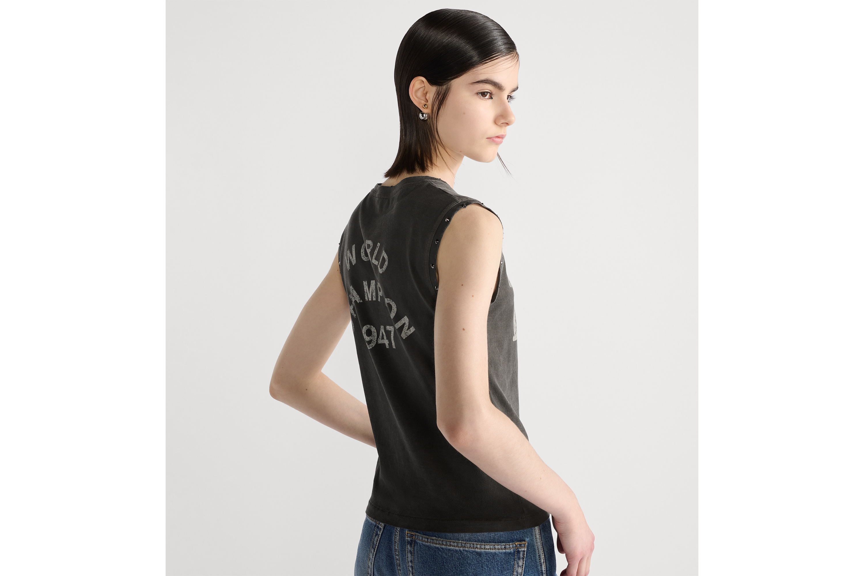 Look J'Adore Dior Tank Top Gray Cotton Jersey E06