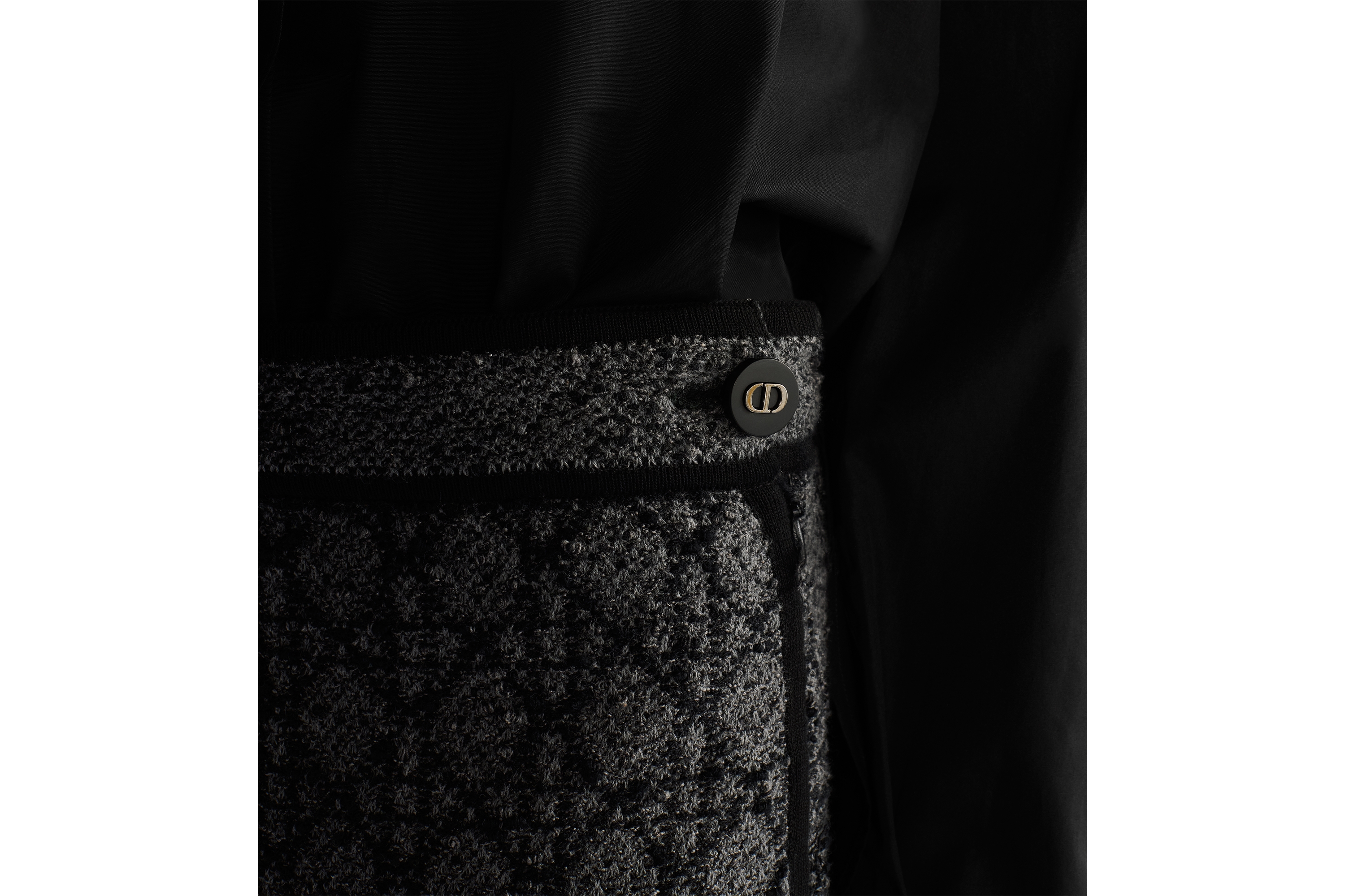 Macrocannage Midirock Gestrickter Tweed aus Baumwollmischung in Grau E13