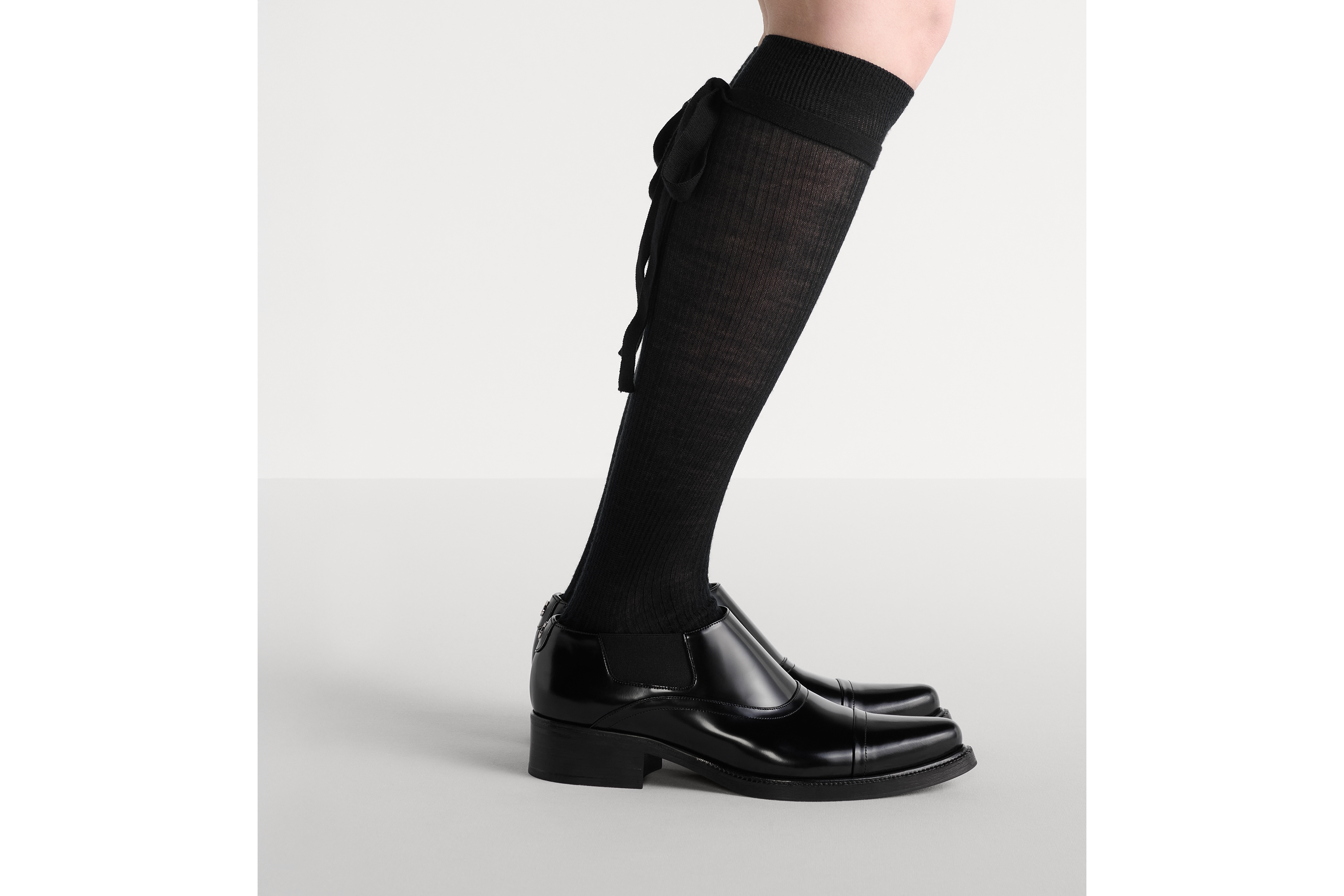 Dior ボウ付き ハイソックス リブウール E15