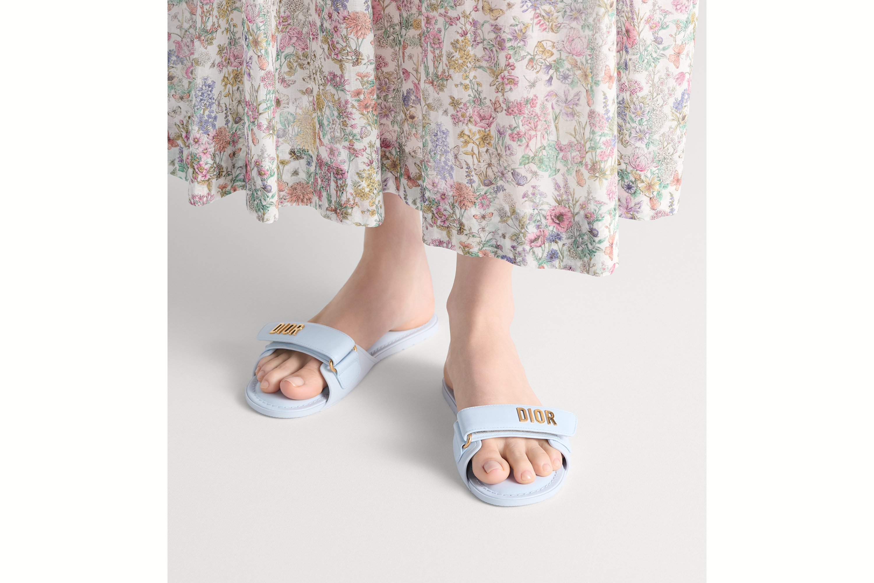 Dior Lucky Dioract-muiltje Luchtblauw lamsleer en rubber E14