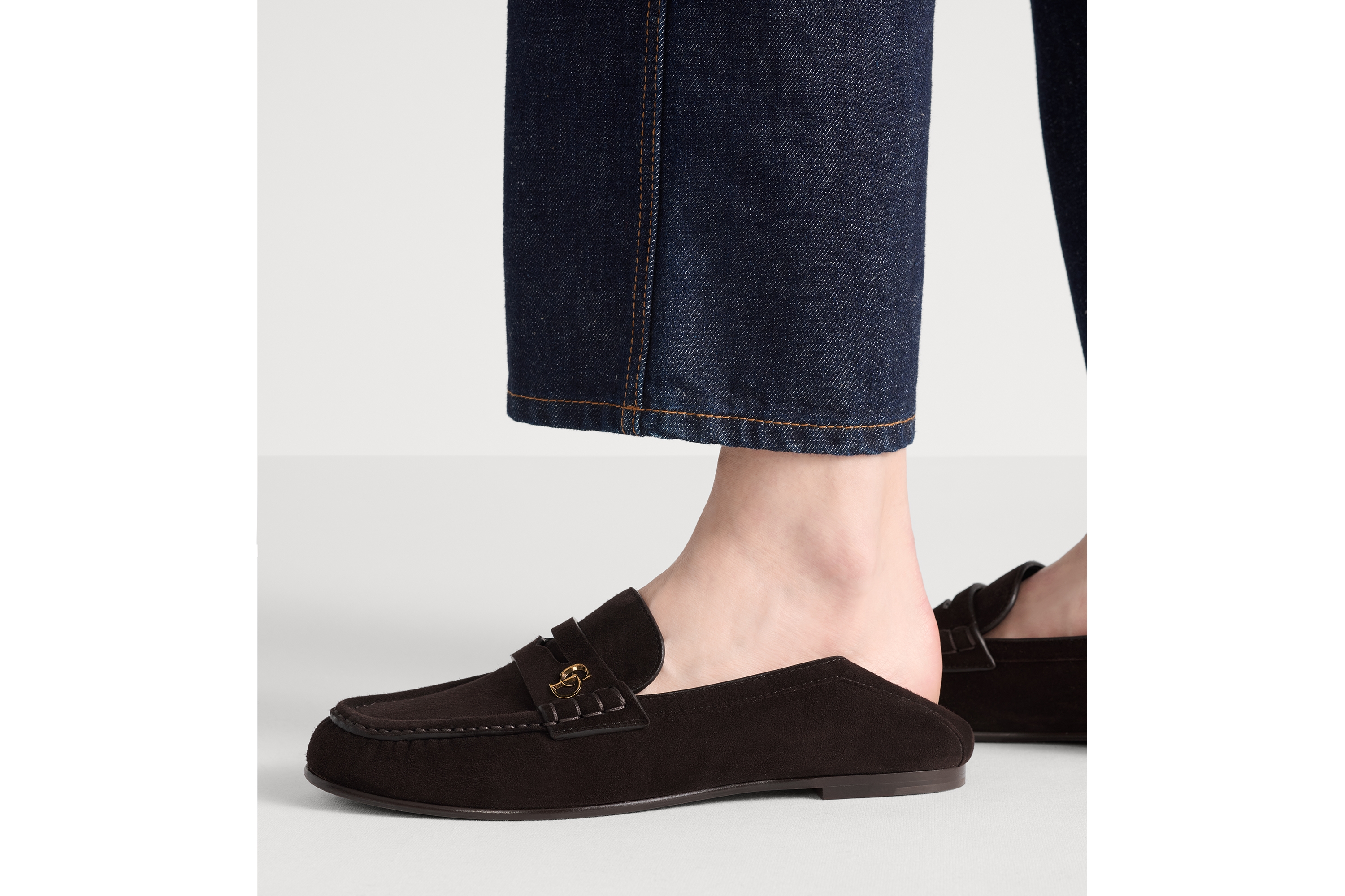 Dior Time 로퍼 초콜릿 브라운 스웨이드 염소 가죽 E15