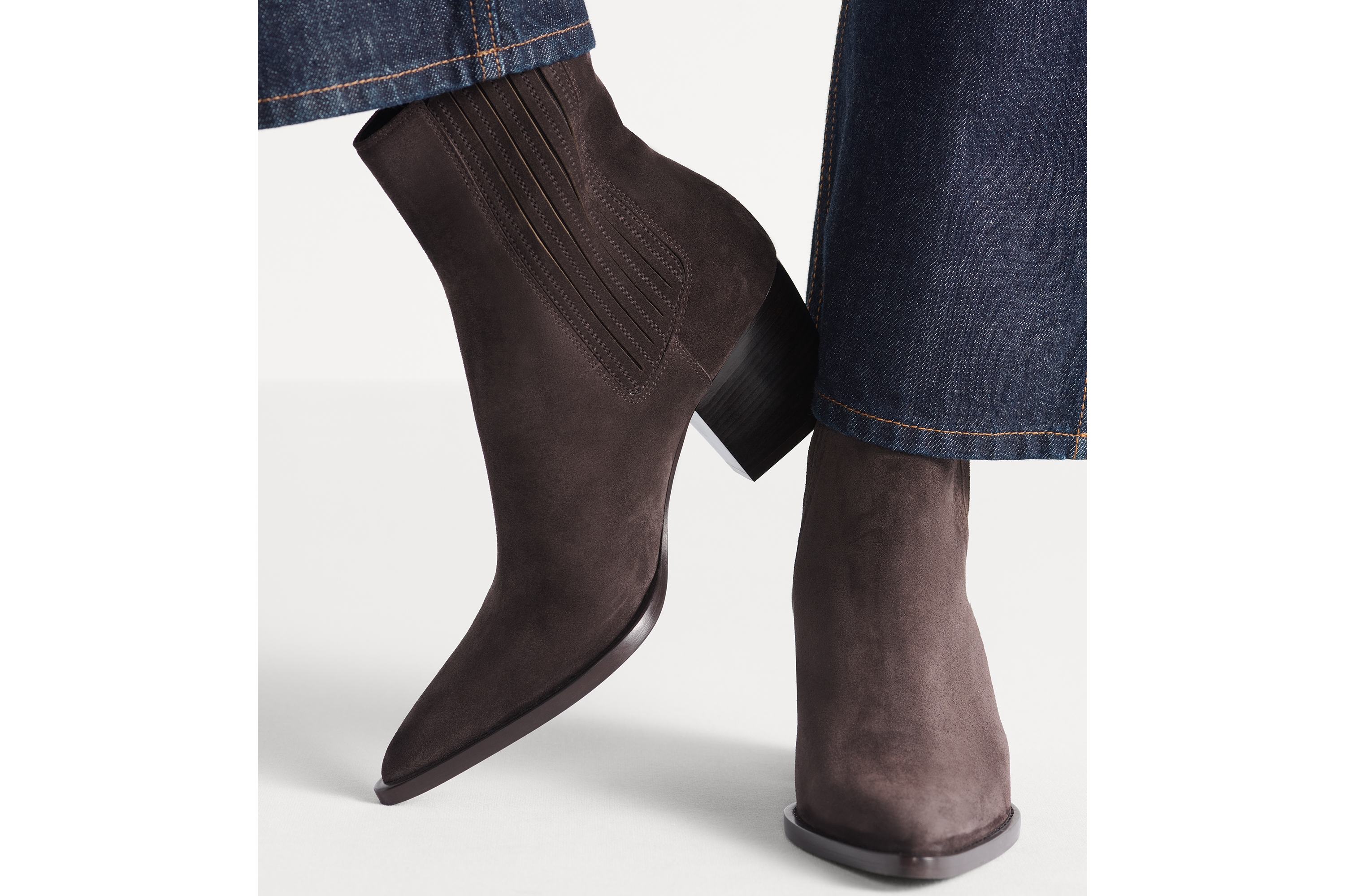 Look Dior Wild Heeled Ankle Boot Chocolate Brown Suede Calfskin E14