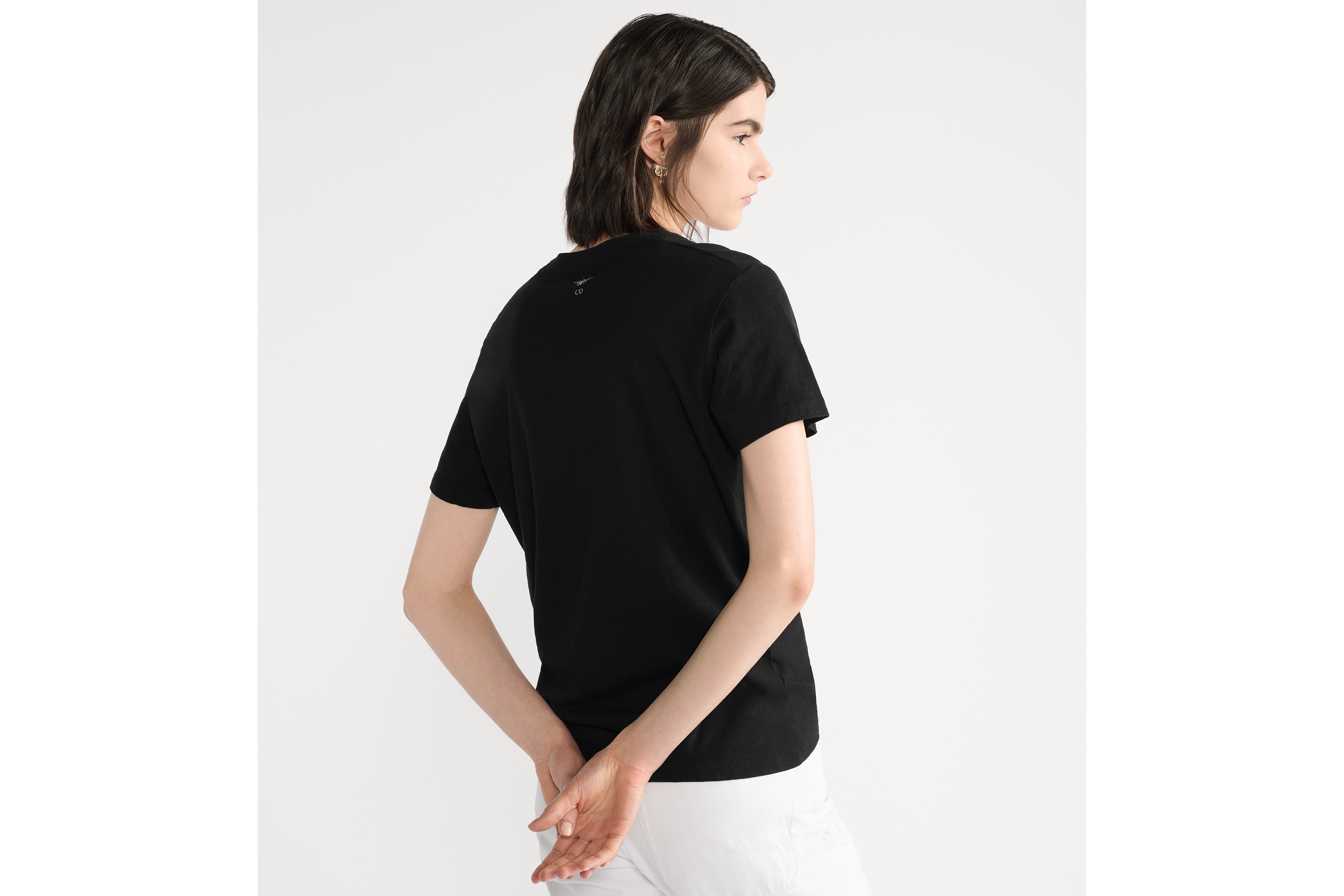 J'Adior 8 T-Shirt Black Cotton and Linen Jersey | DIOR