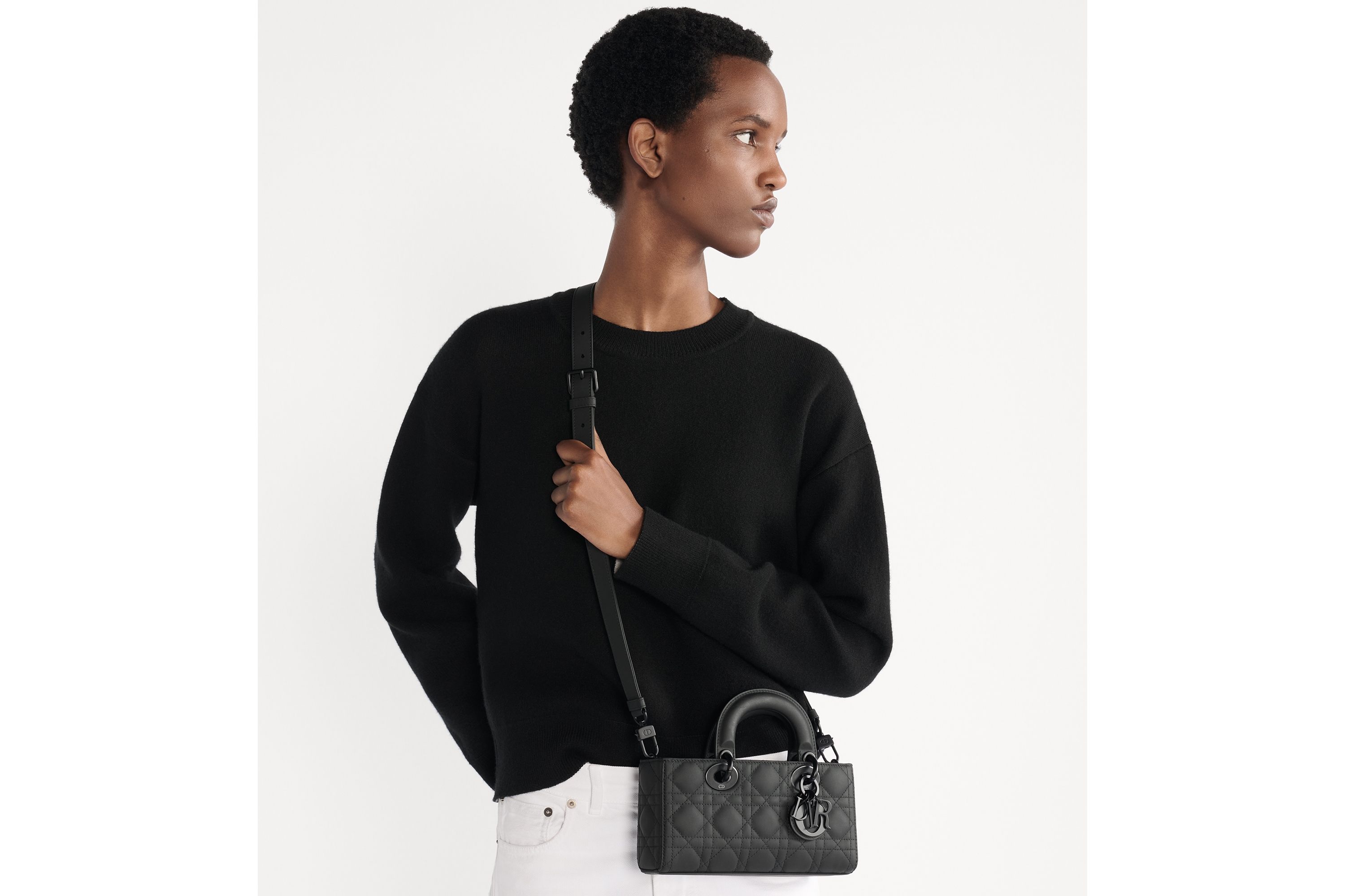 Look Small Lady D-Joy Bag Black Ultramatte Cannage Calfskin E04