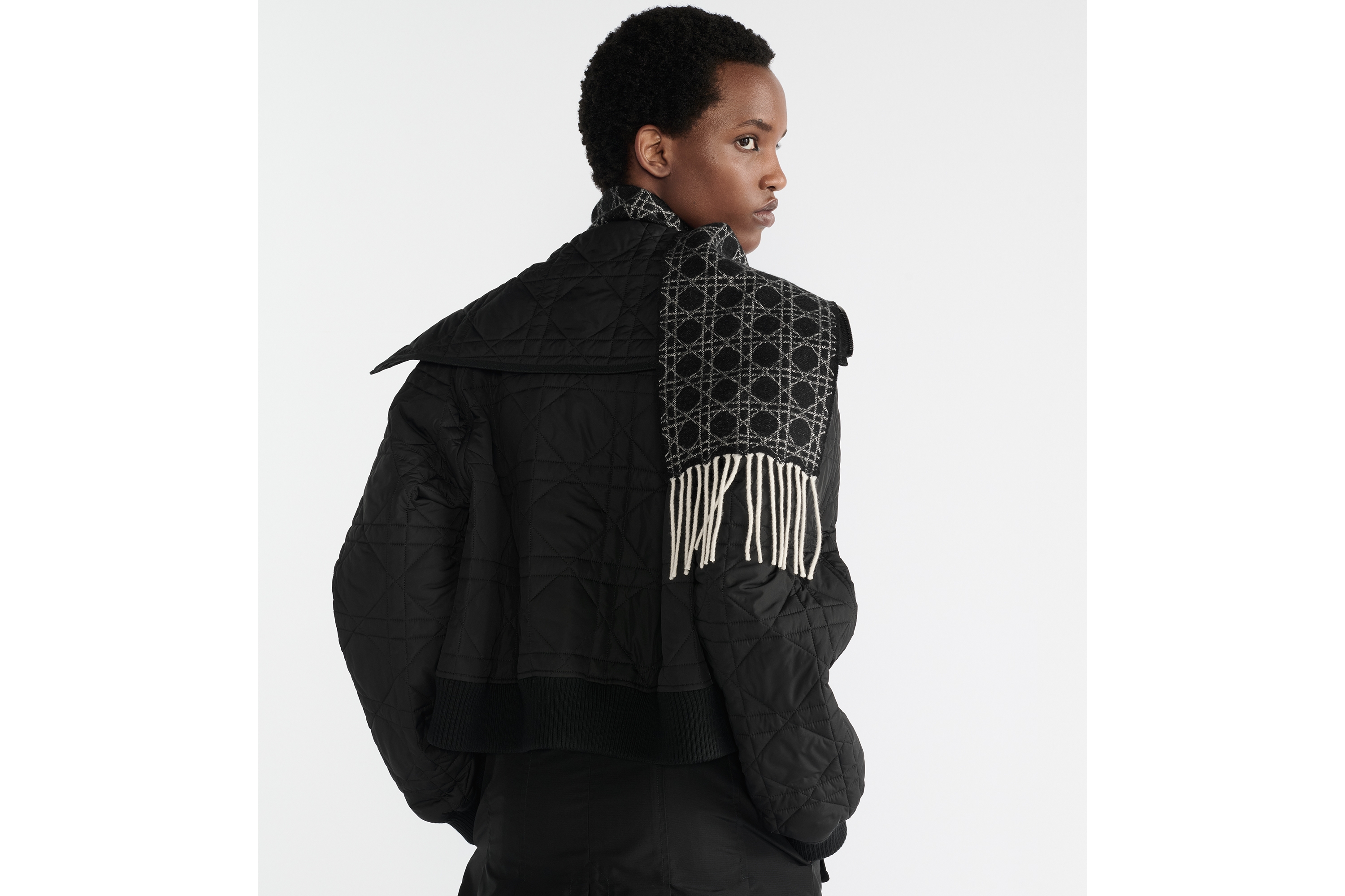 Dior マフラー made in Italy ブラック Christian Dior ディオール ウール×カシミア ロゴ マフラー