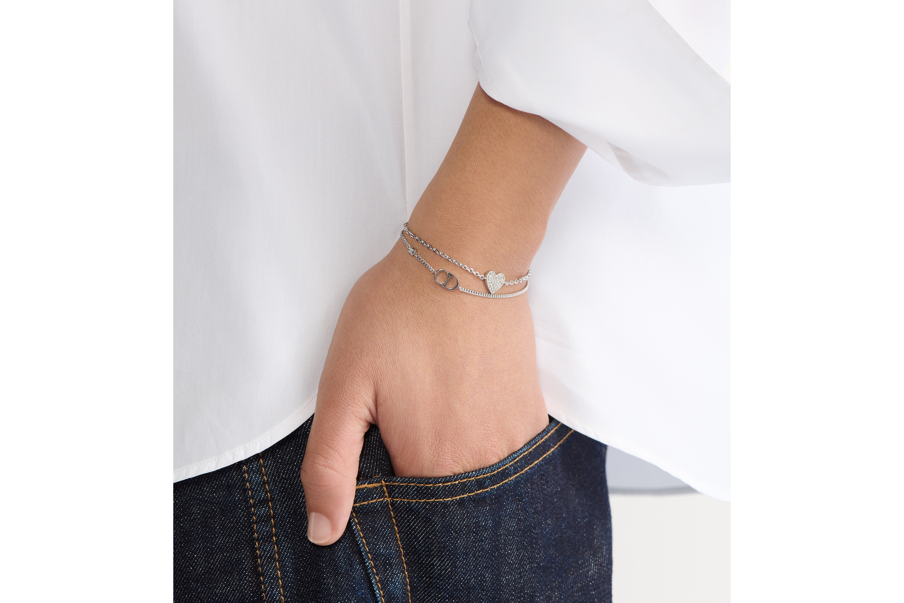 Look Clair D Lune Bracelet Silver-Finish Metal and White Crystals E10