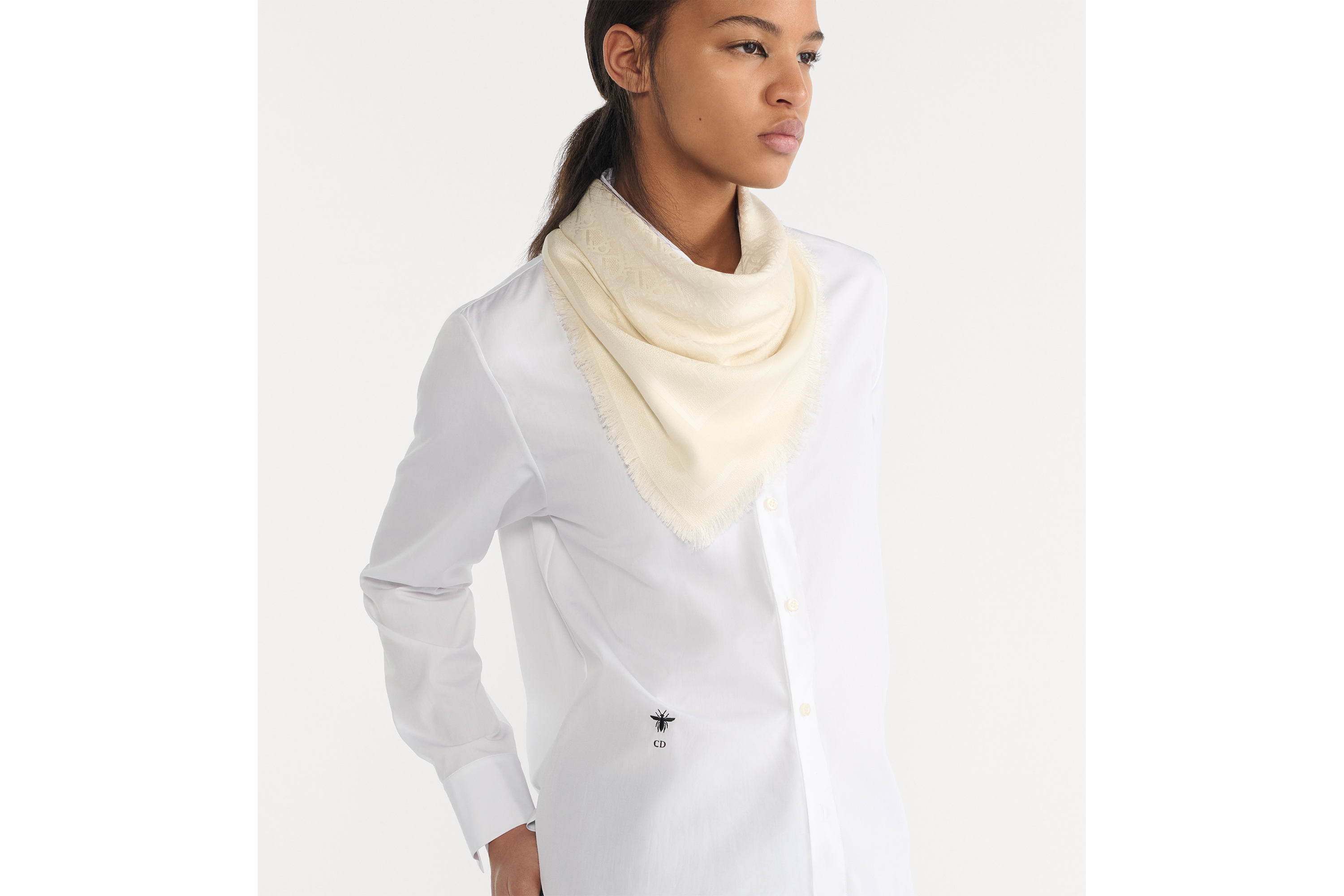 look_image_alt_prefix Dior Oblique-sjaal Ivoorkleurig kasjmier en zijde E04