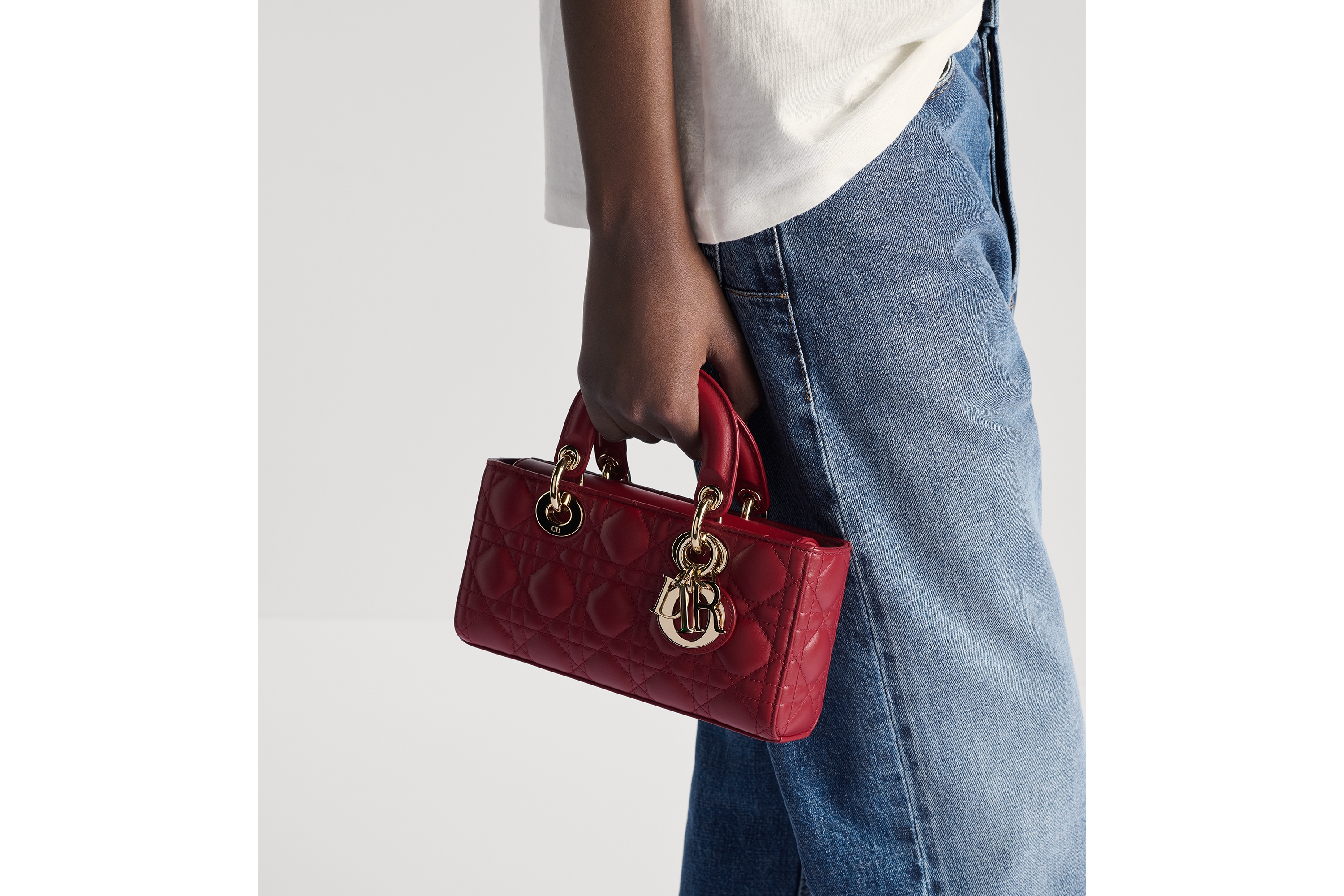 Look Small Lady D-Joy Bag Cherry Red Cannage Lambskin E11