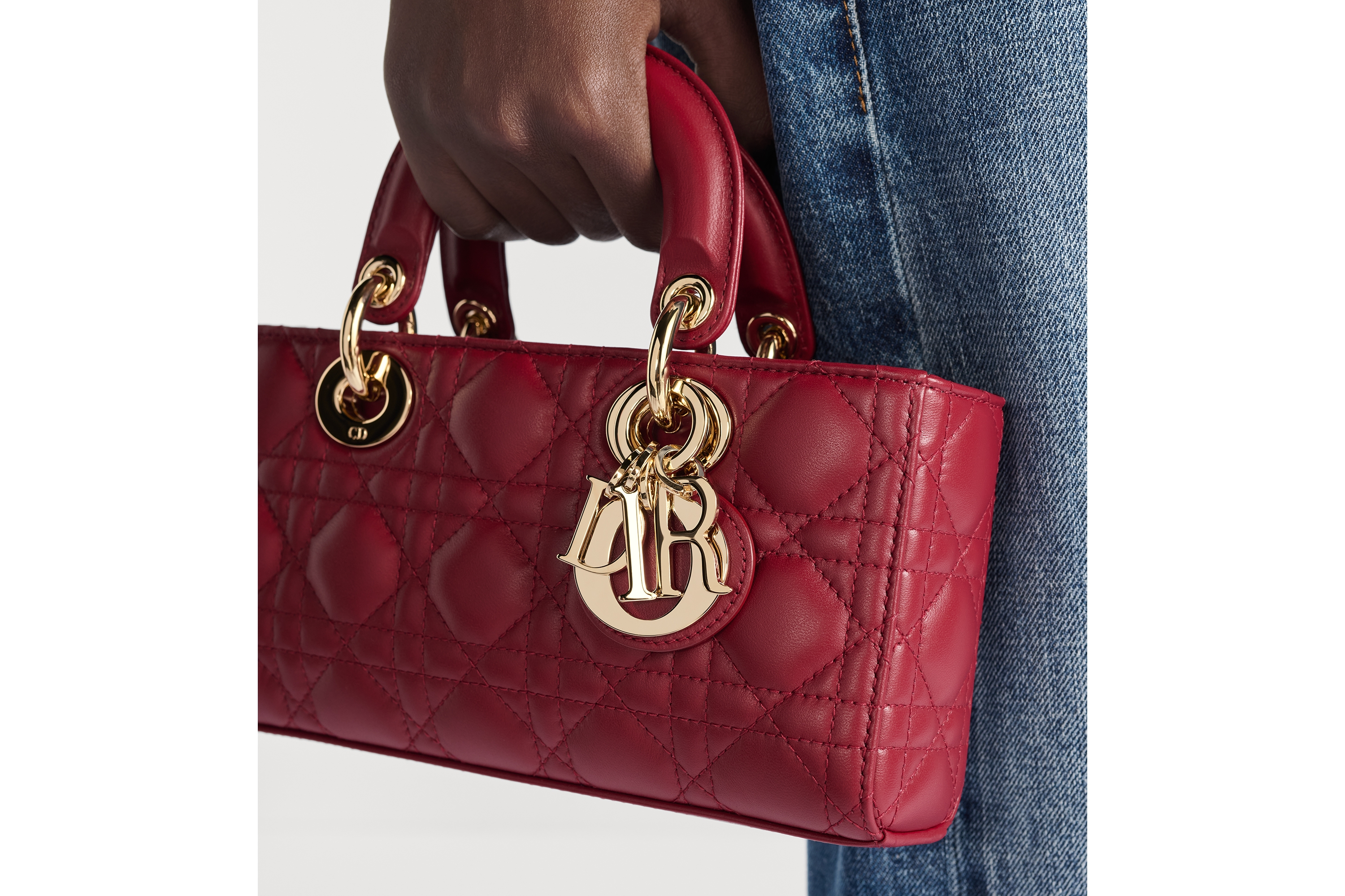 Look Small Lady D-Joy Bag Cherry Red Cannage Lambskin E17