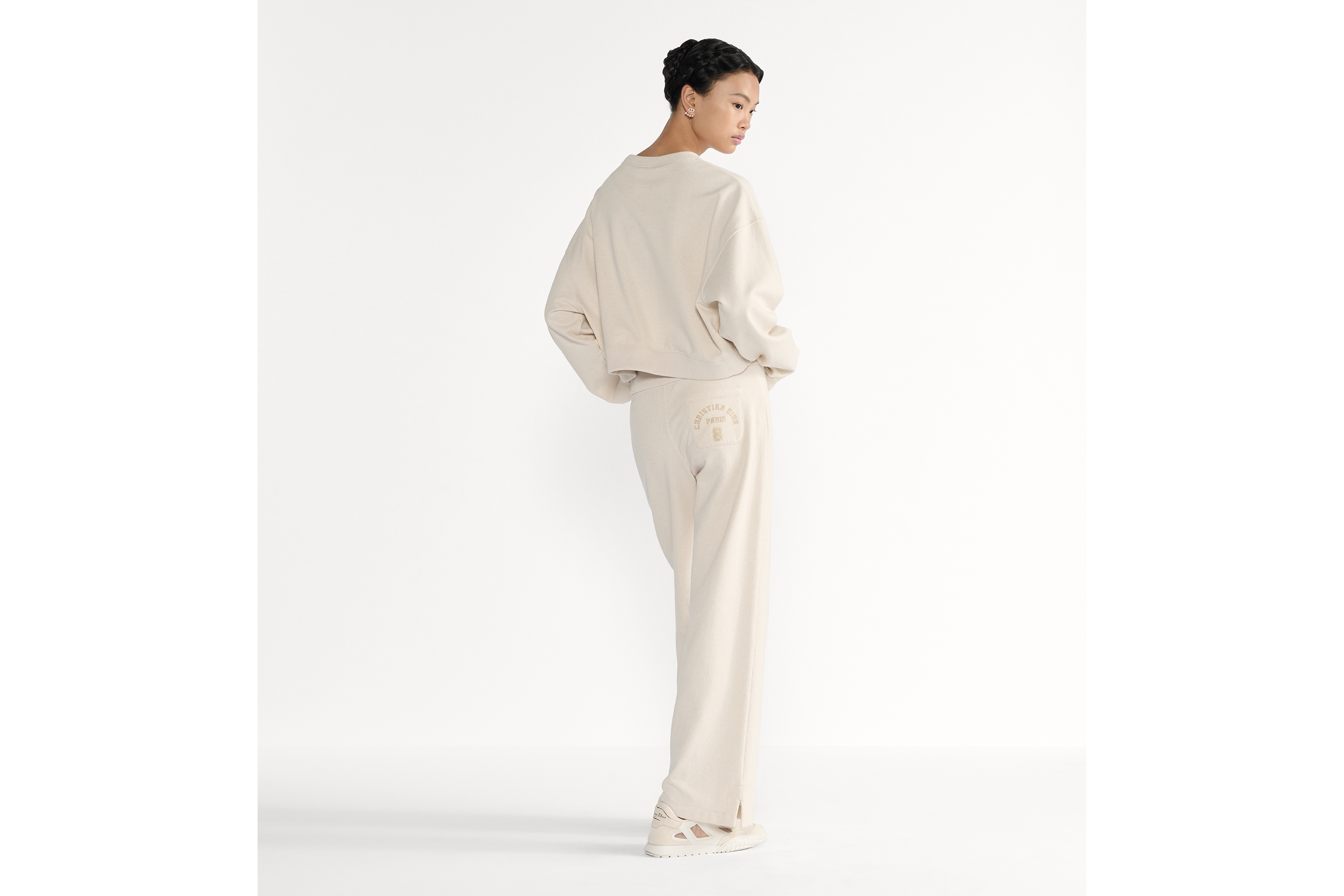 Look Cropped Sweatshirt Beige Cotton Jersey E03