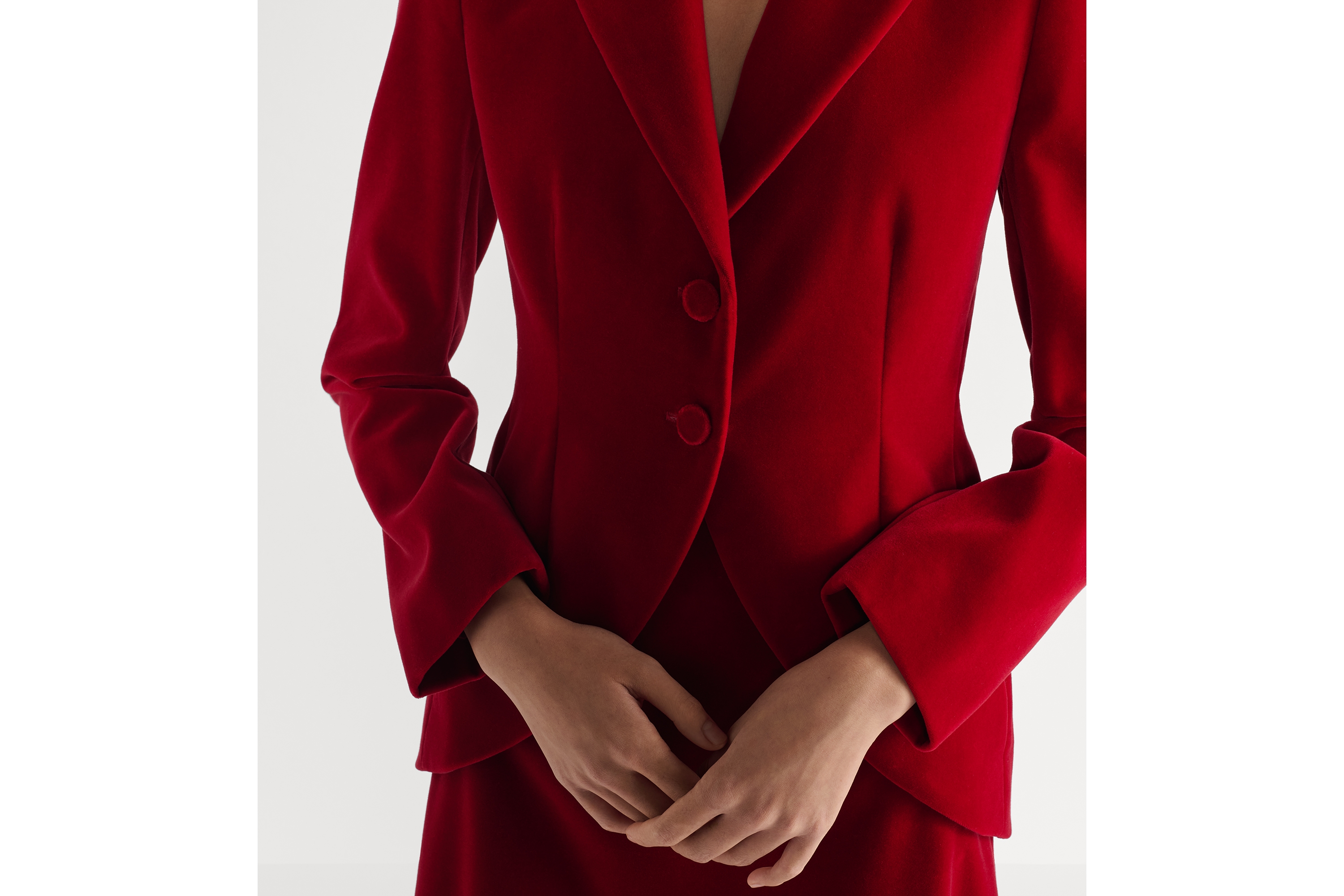 look_image_alt_prefix Blazer com corte ajustado Veludo de algodão vermelho E13