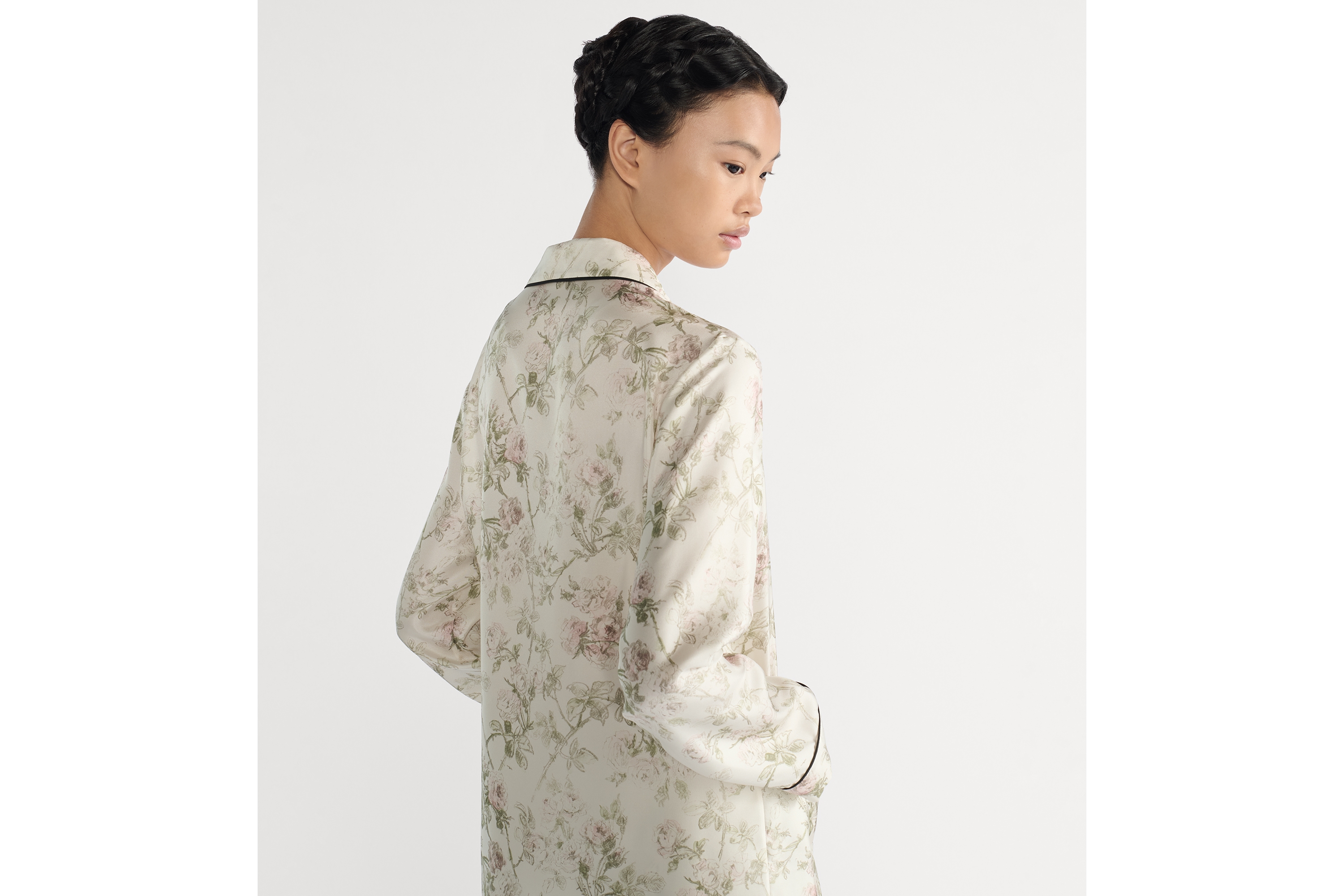 Camisa Sarga de seda blanca con motivo Rosier de Dior multicolor E06