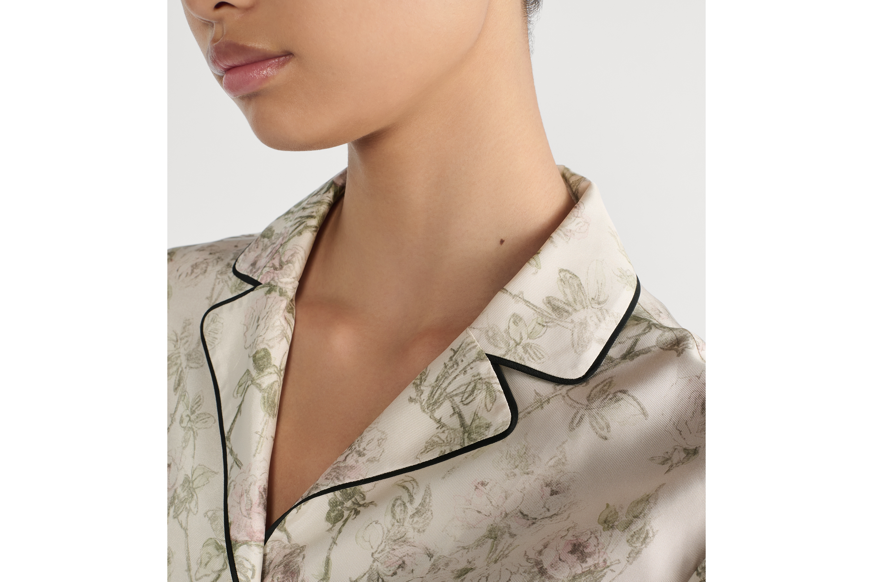 Camisa Sarga de seda blanca con motivo Rosier de Dior multicolor E12