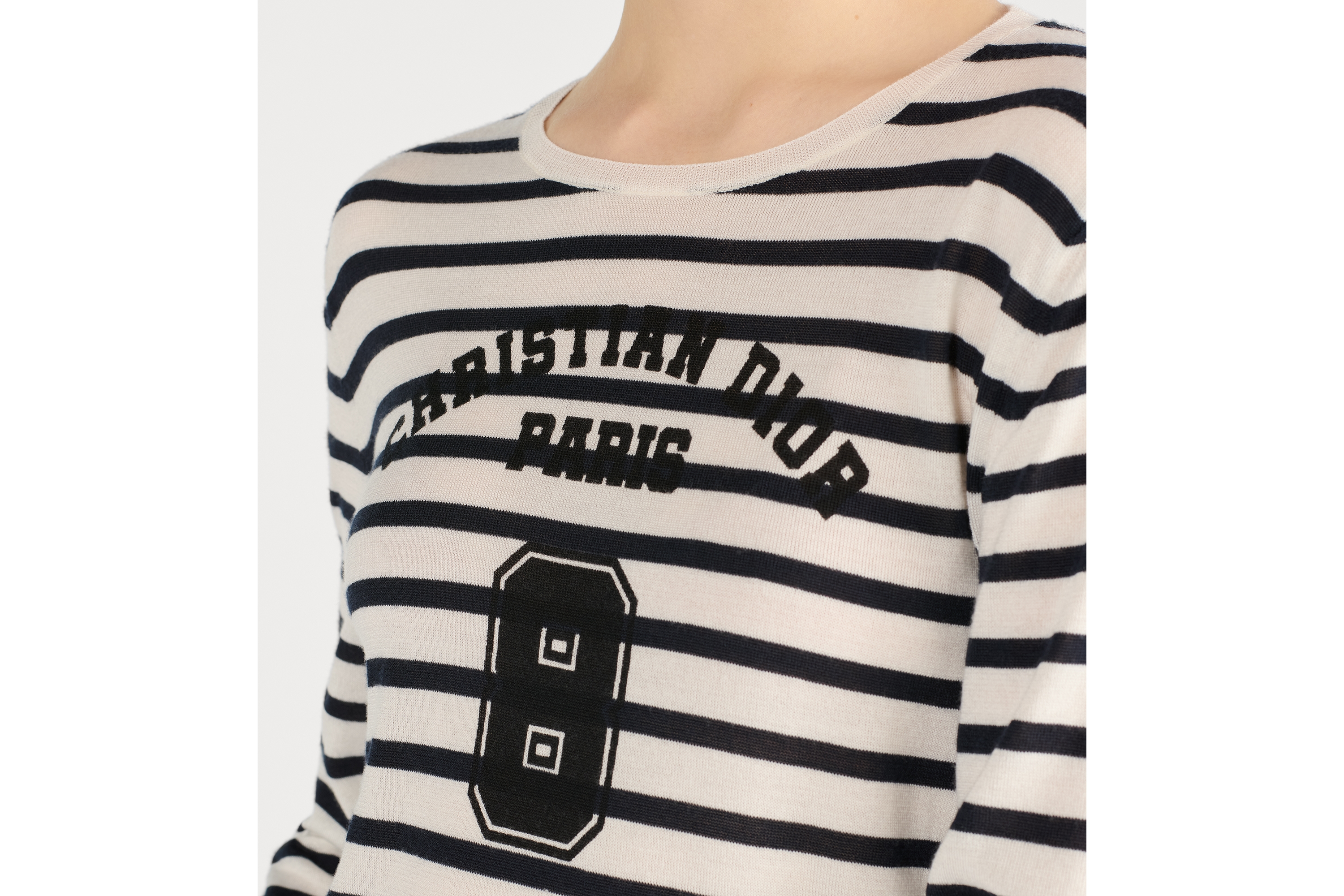 Dior Marinière 毛衣 海軍藍和白色羊絨及絲綢針織 E12