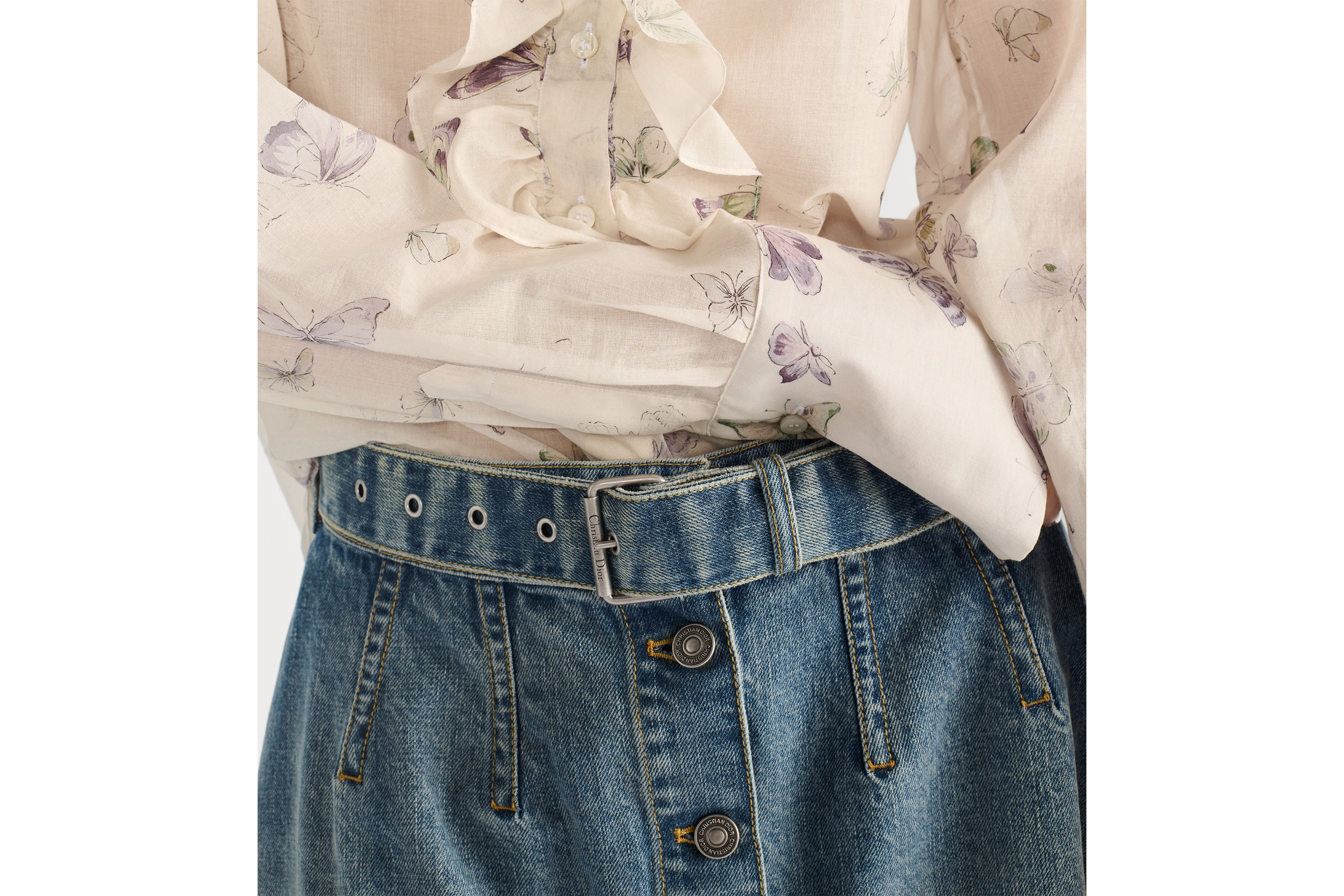 DIOR | フレア ミディスカート ディオール オブリーク コットンデニム