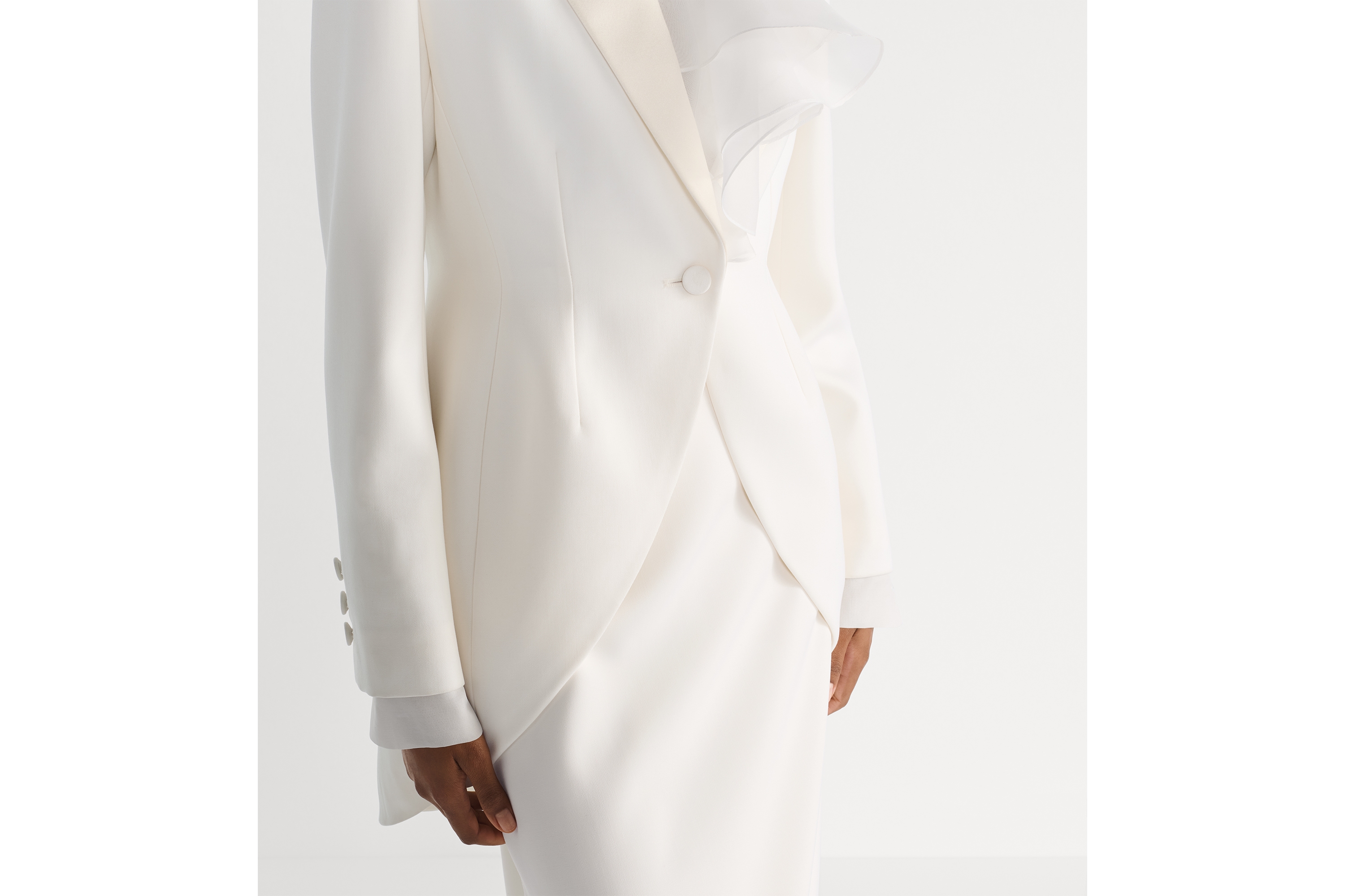 Look Long Flared Skirt Ecru Virgin Wool E13