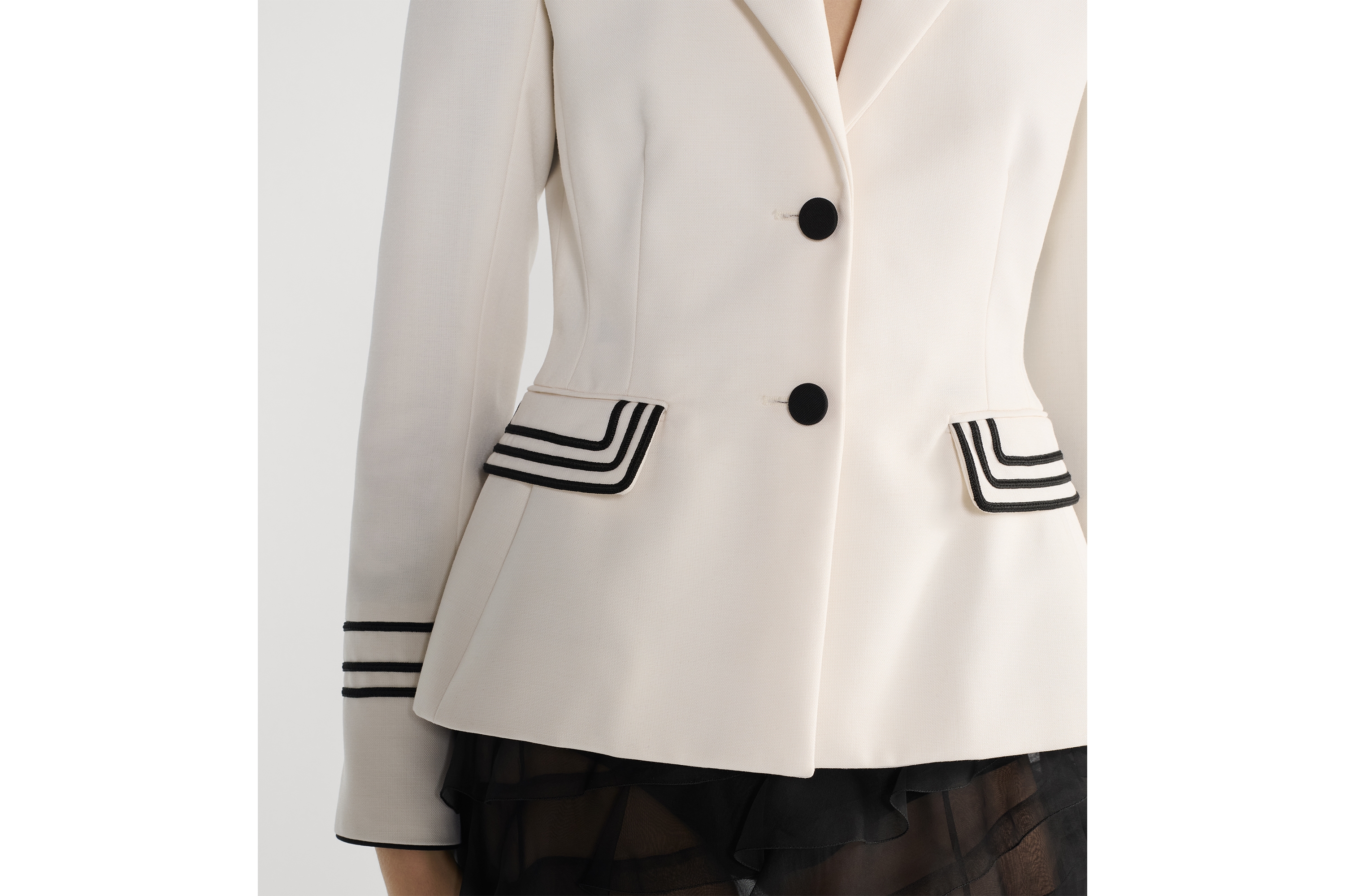 Look Fitted Jacket Ecru Wool and Mohair E13