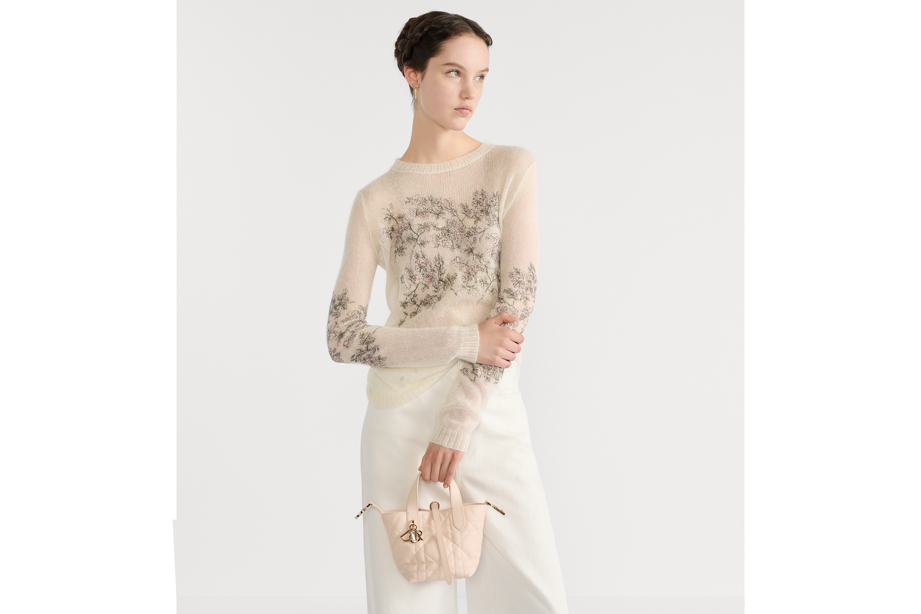 Dior Toujours 버티컬 나노 토트백 샌드스톤 핑크 매크로까나쥬 송아지 가죽 E05