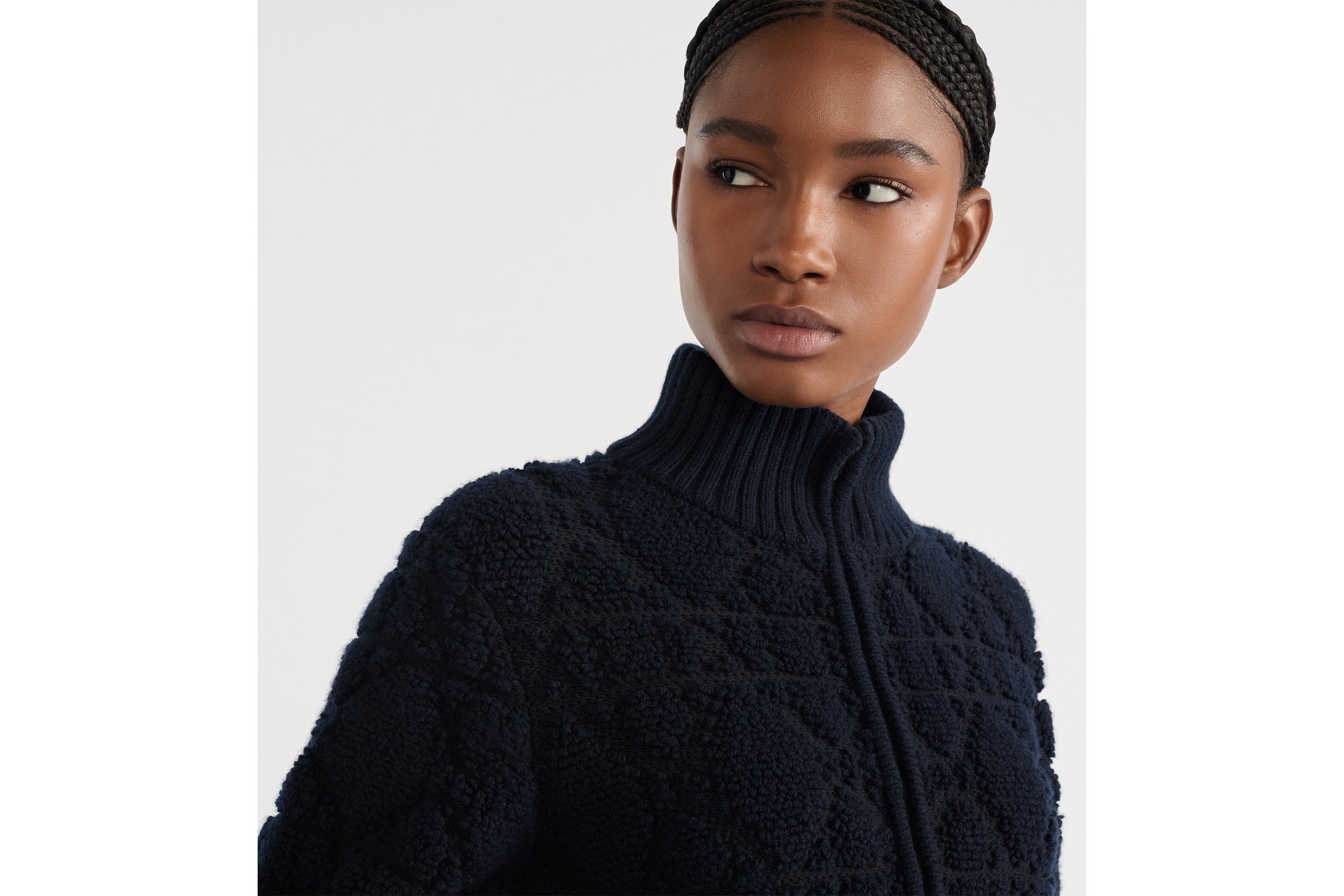 Look DiorAlps Macrocannage Zipped Cardigan Navy Blue Wool- and Cashmere-Blend Knit E12