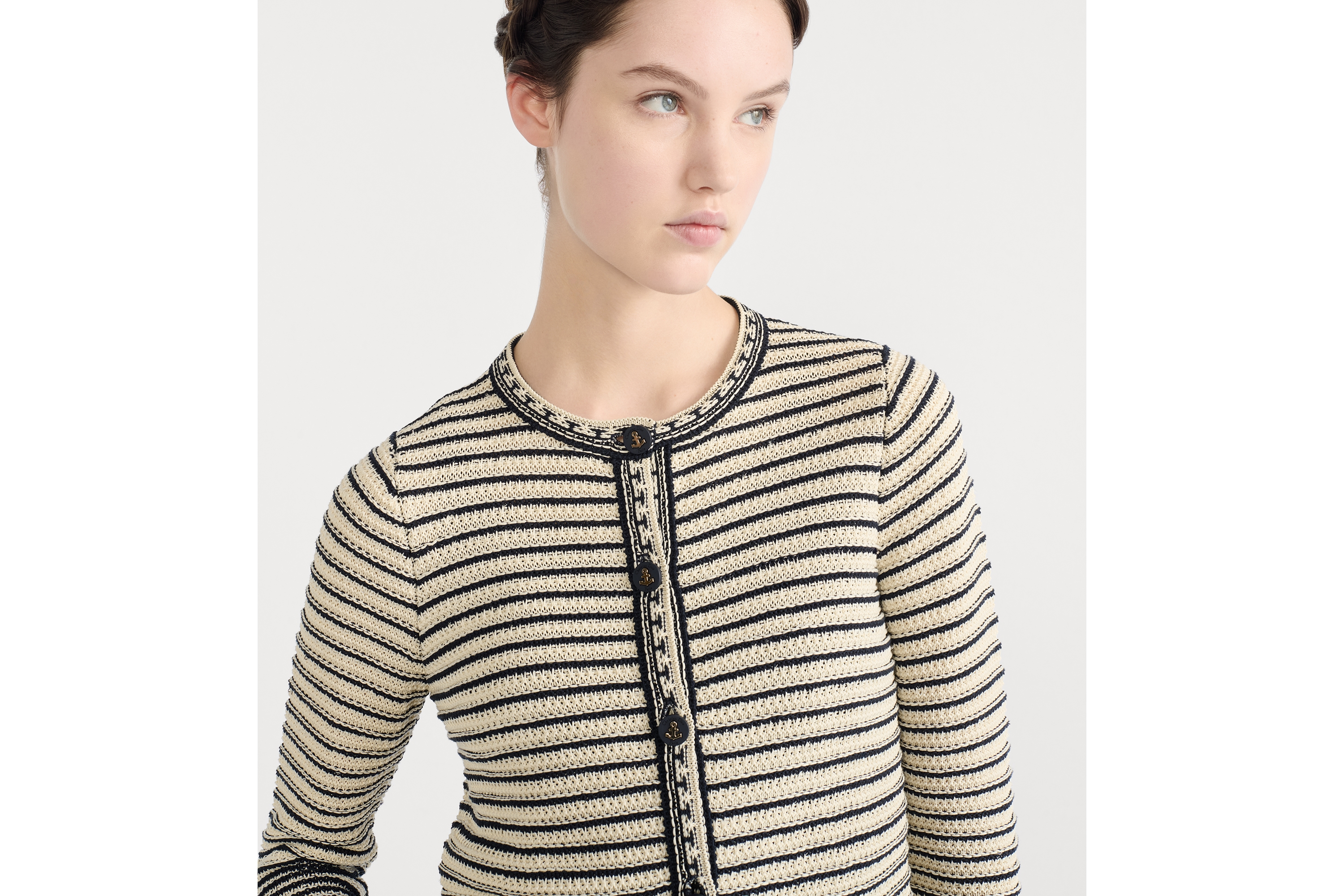 Cardigã Dior Marinière Malha de algodão azul-marinho e branca E12