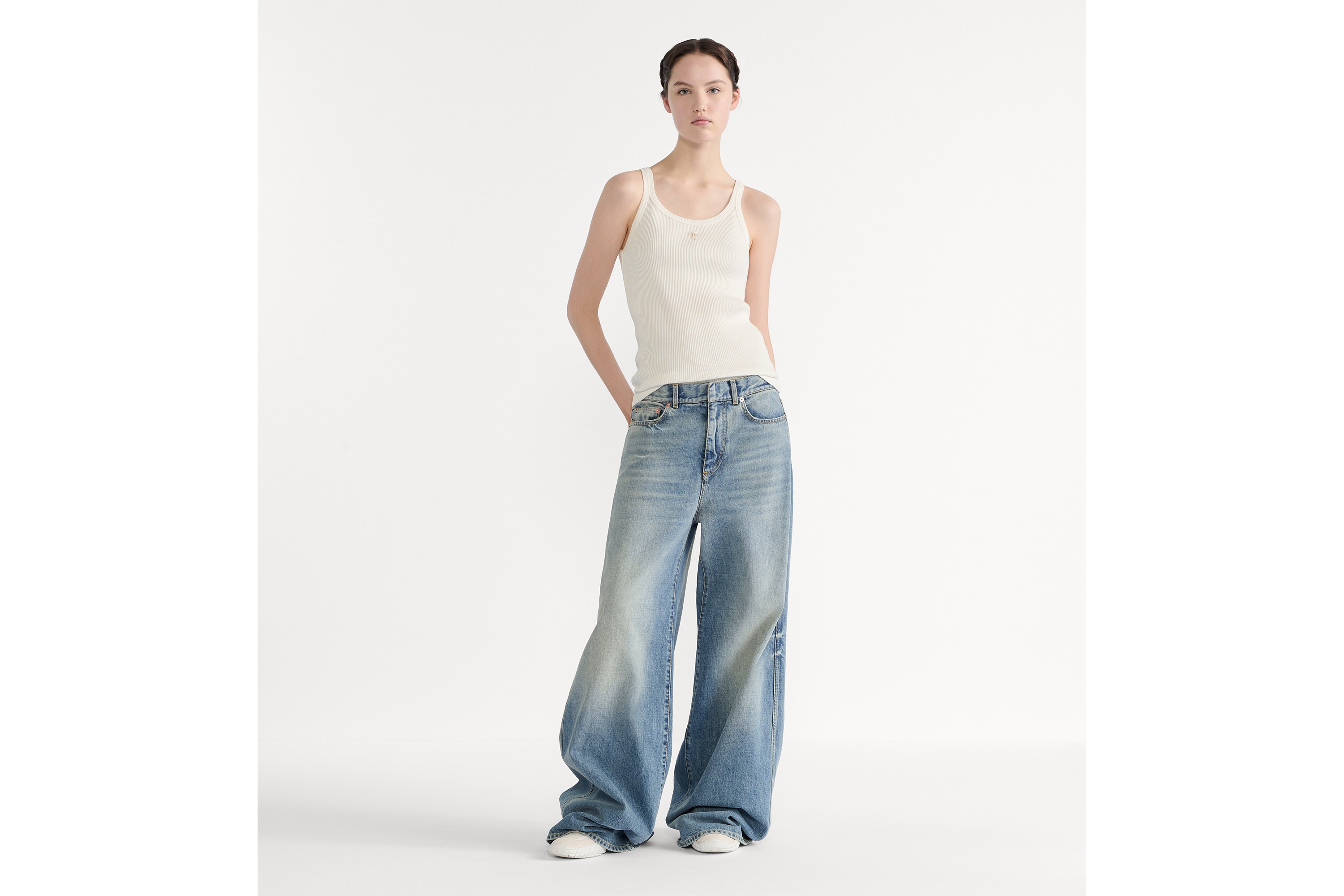 look_image_alt_prefix 背心 米白色棱紋棉和亞麻平織布 E01