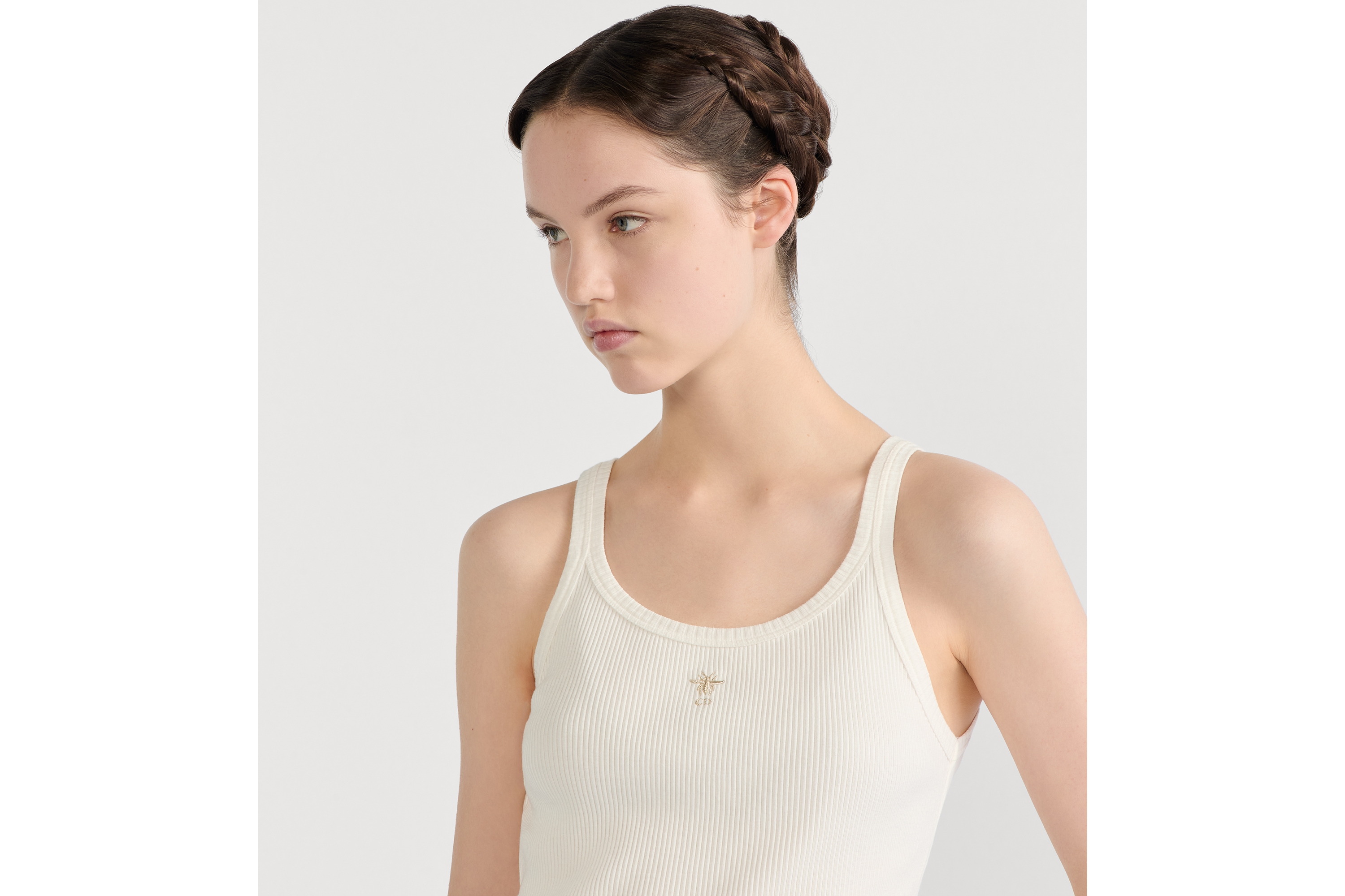 Regata Jérsei de algodão e linho canelado cru E05