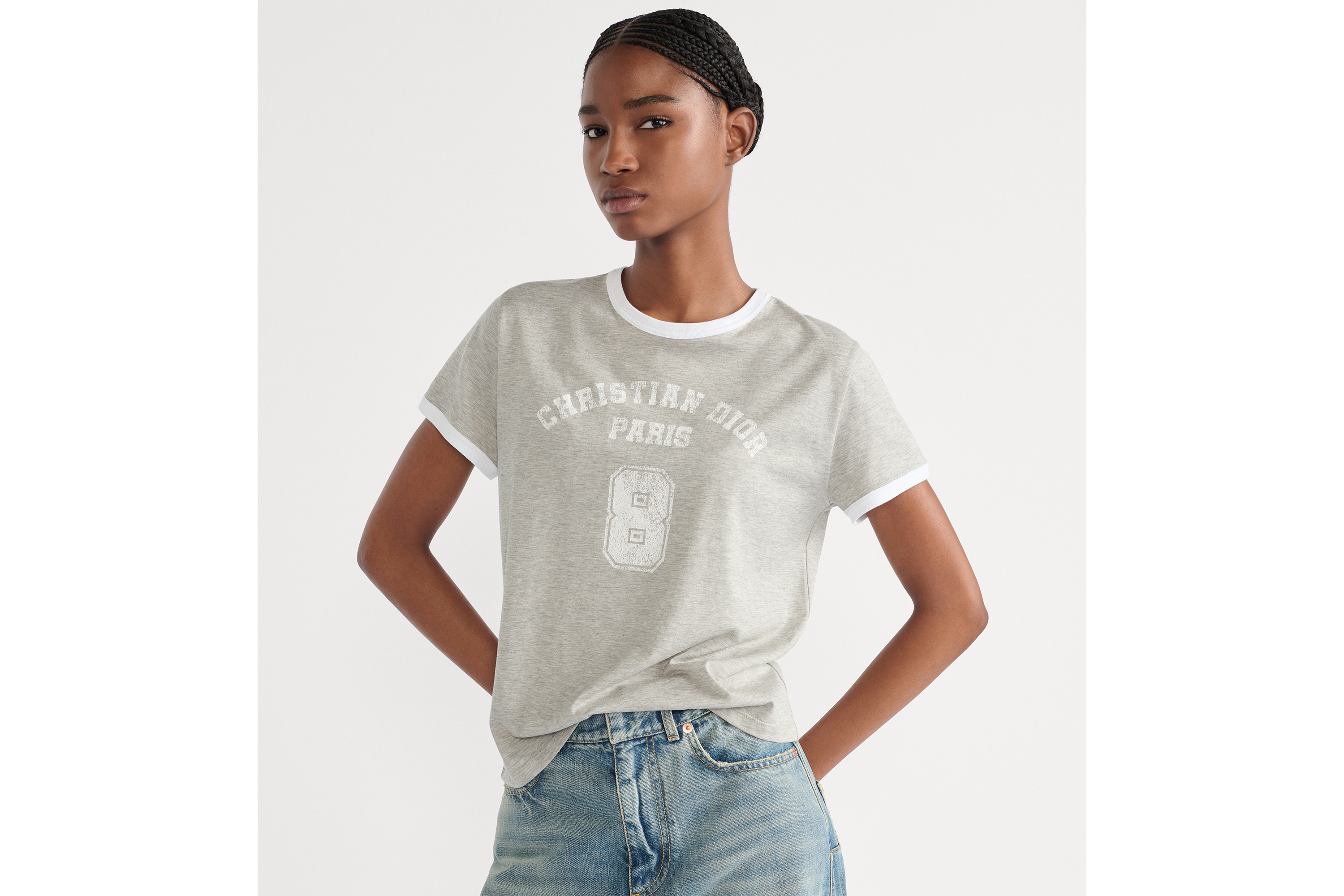 Look T-Shirt Gray and White Cotton Jersey E04