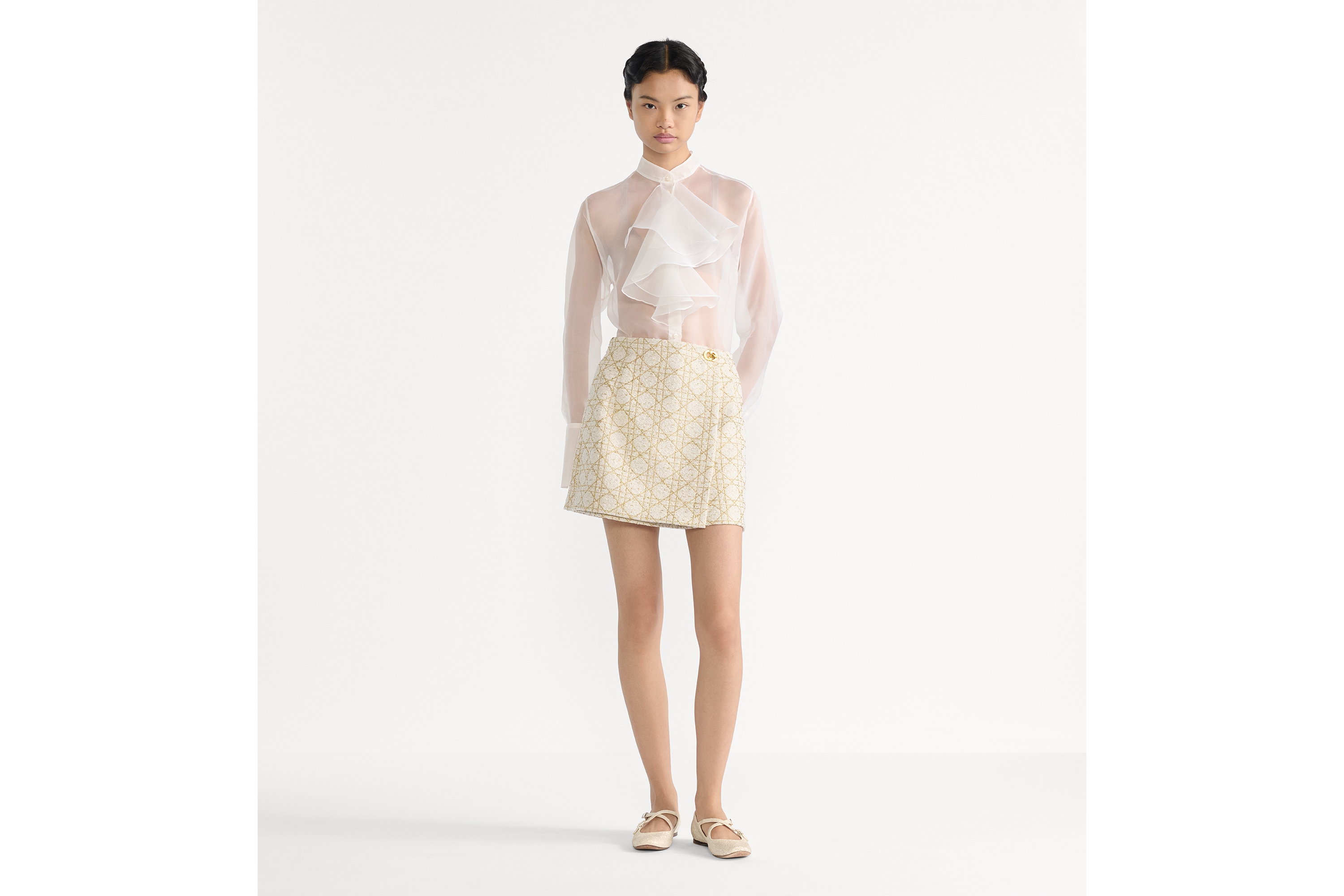 スコート マクロカナージュ ウールブレンド ツイード E01