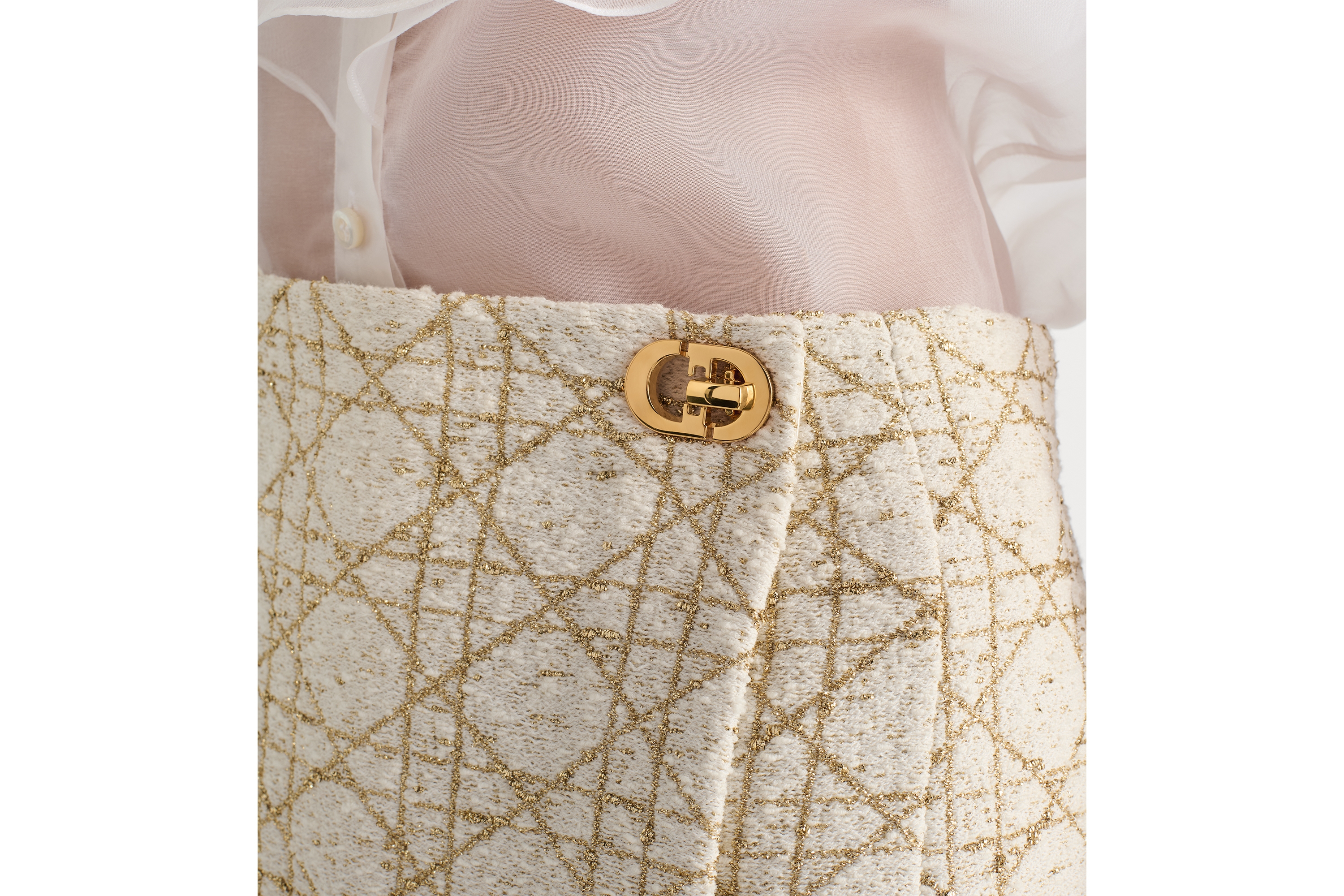 Look Macrocannage Skort White and Gold-Tone Wool-Blend Tweed E13