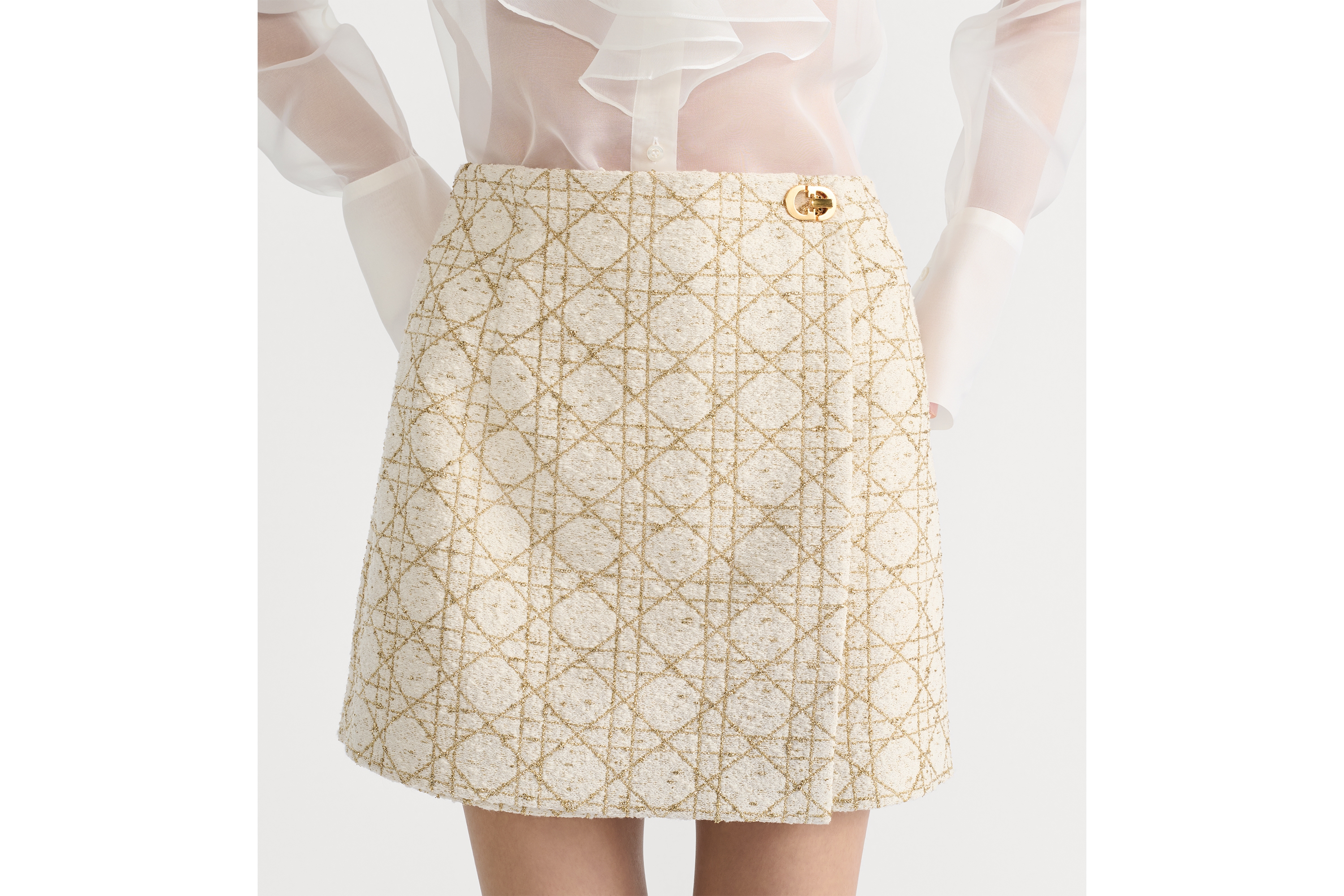 スコート マクロカナージュ ウールブレンド ツイード E14