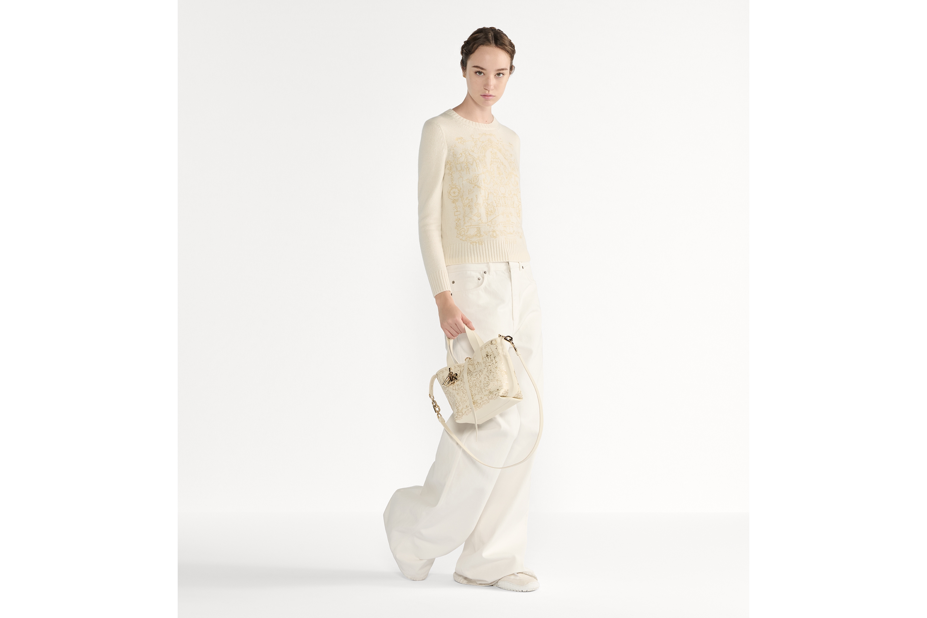 Dior ホワイト Borsa media Lady Dior Pelle di agnello Cannage color latte | DIOR