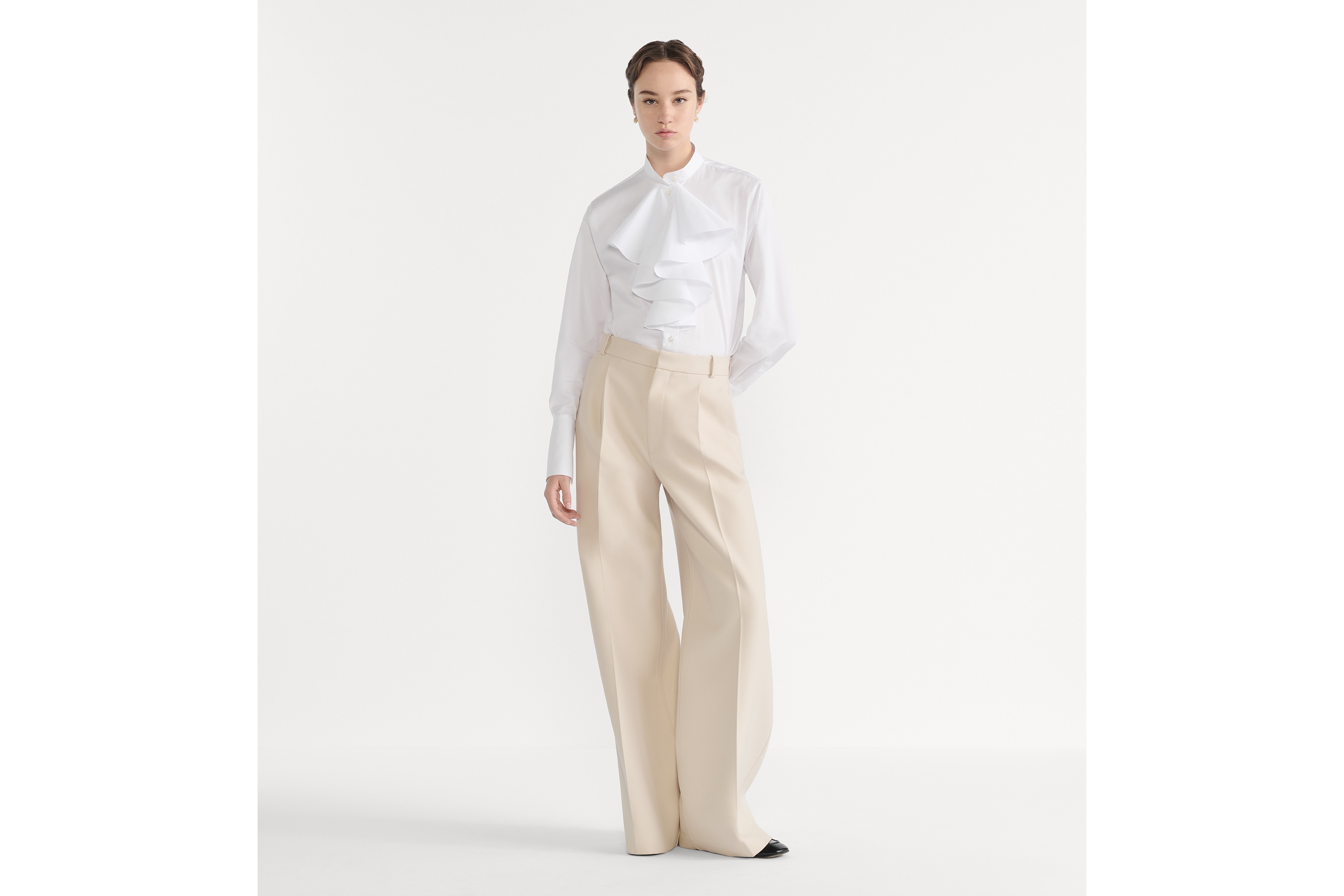 Blouse with Ruffled Neckline