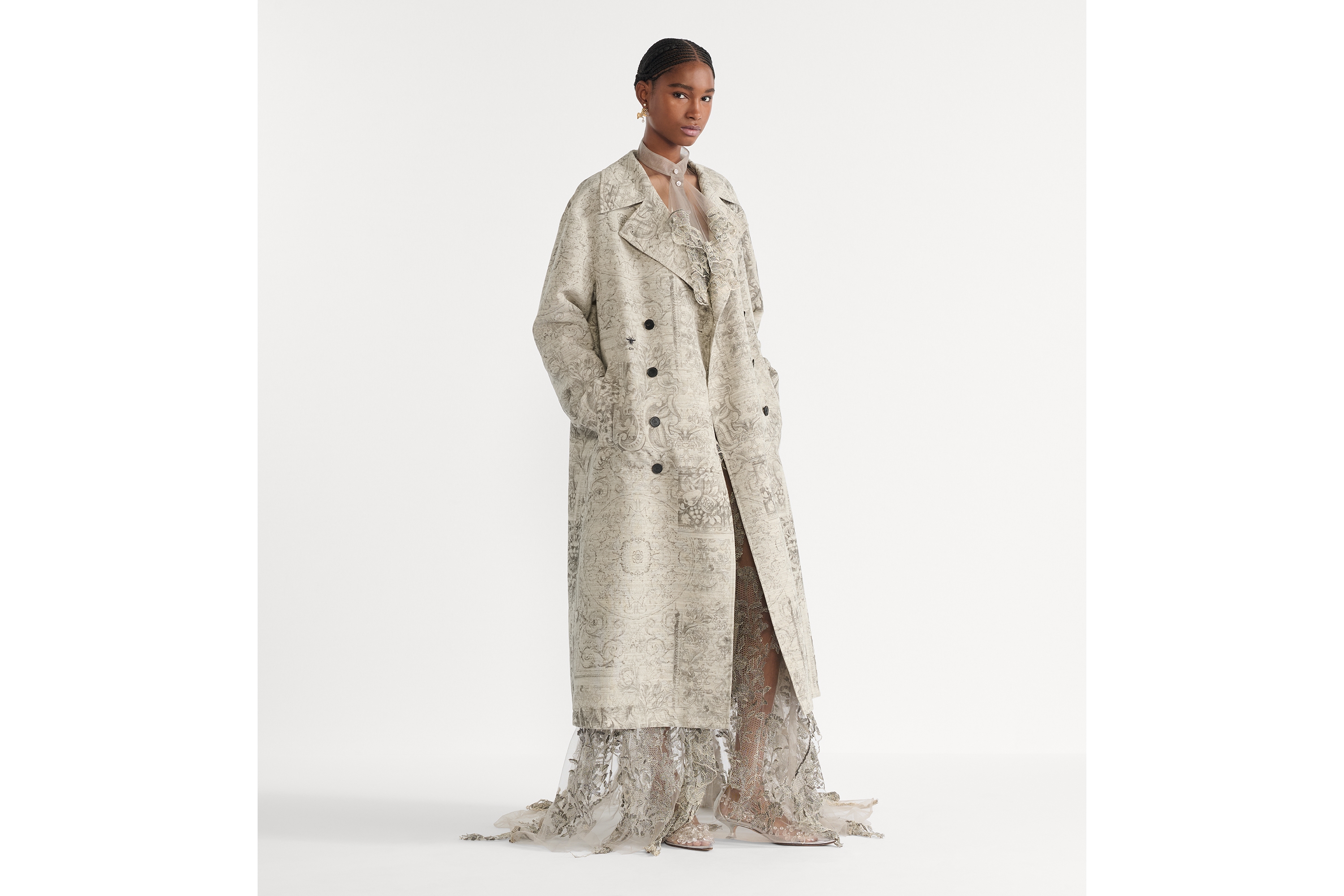 look_image_alt_prefix Casaco Mescla de algodão, mohair e lã bege com motivo Dior Barocco E01