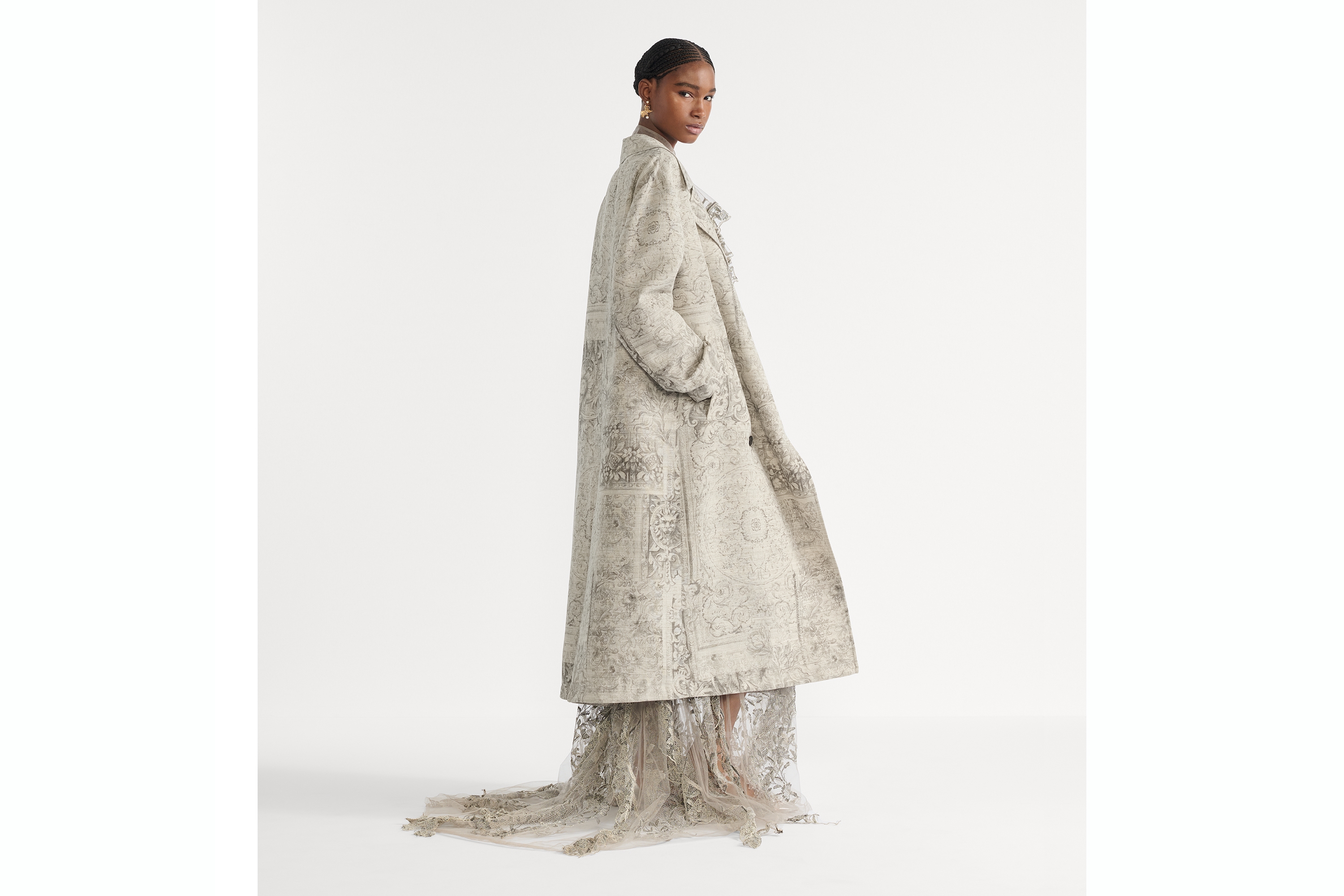 look_image_alt_prefix Casaco Mescla de algodão, mohair e lã bege com motivo Dior Barocco E02