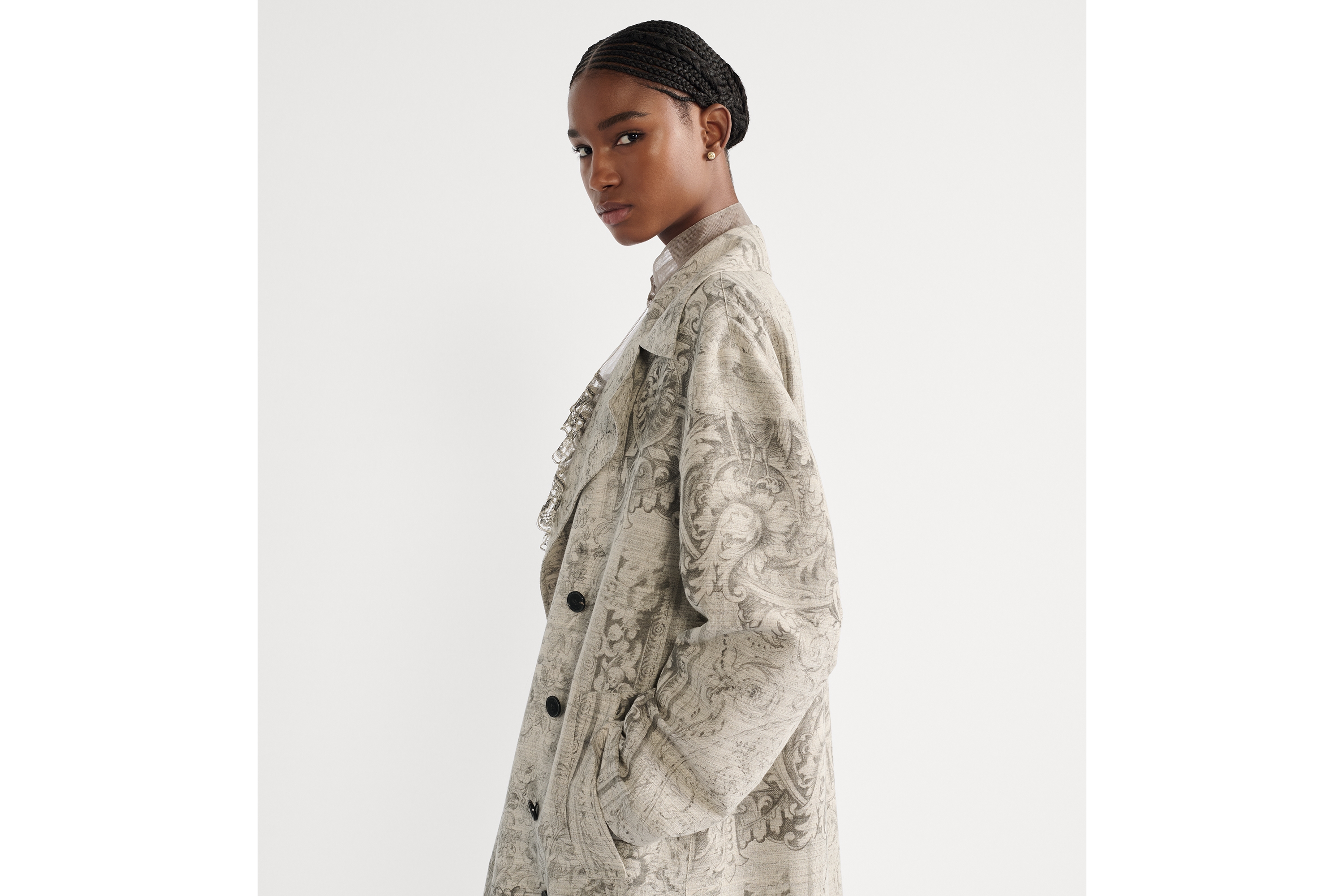 look_image_alt_prefix Casaco Mescla de algodão, mohair e lã bege com motivo Dior Barocco E05