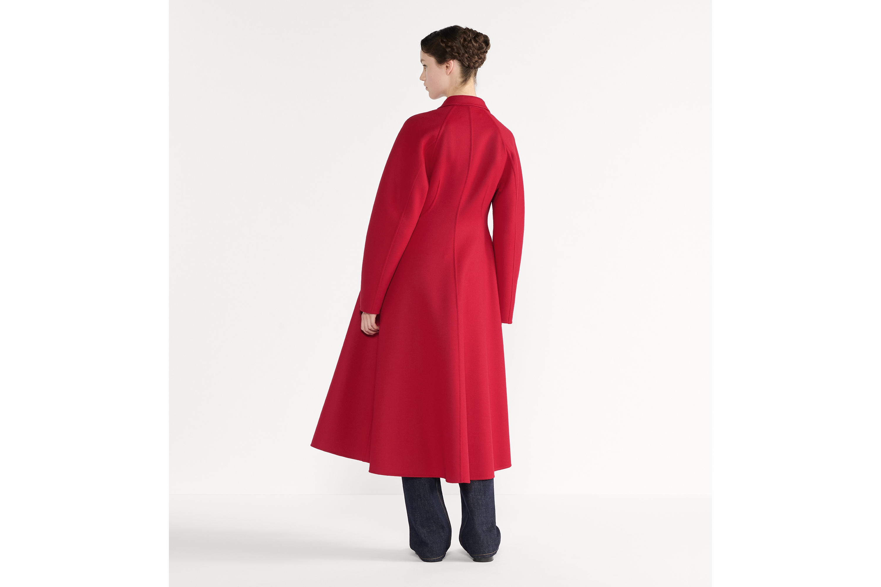 Fitted Coat Red Double-Sided Virgin Wool-Angora-Blend Felt E03