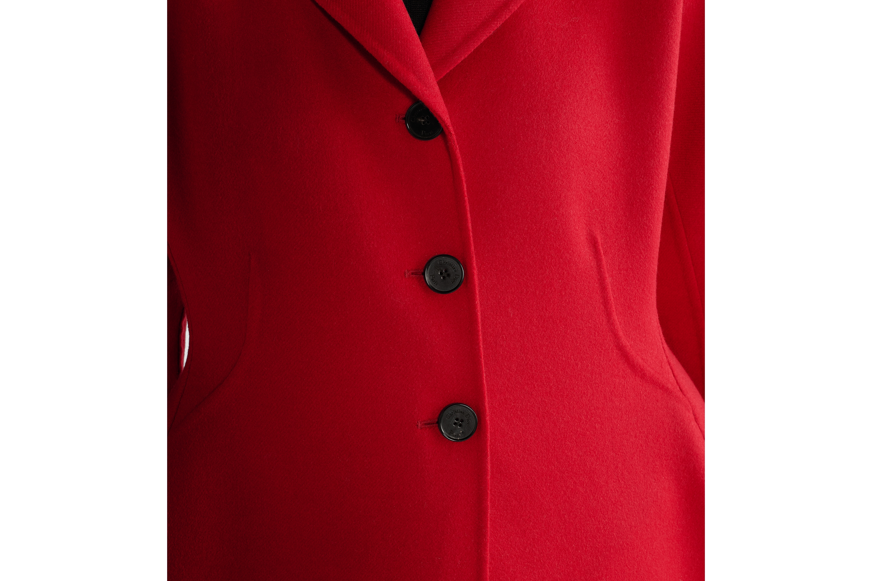 Fitted Coat Red Double-Sided Virgin Wool-Angora-Blend Felt E13