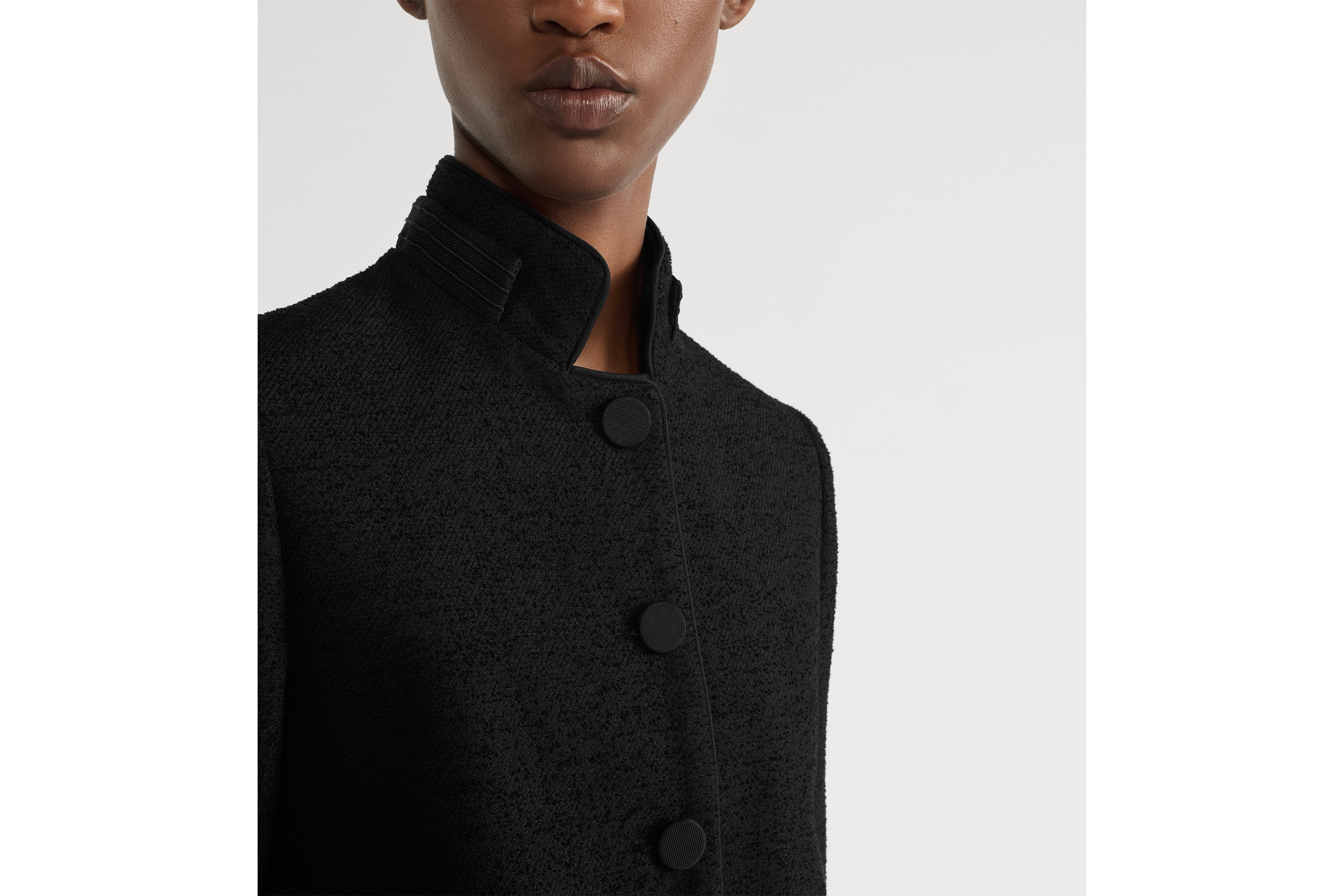 Look Cropped Jacket Black Virgin Wool-Cotton-Blend Bouclé E12