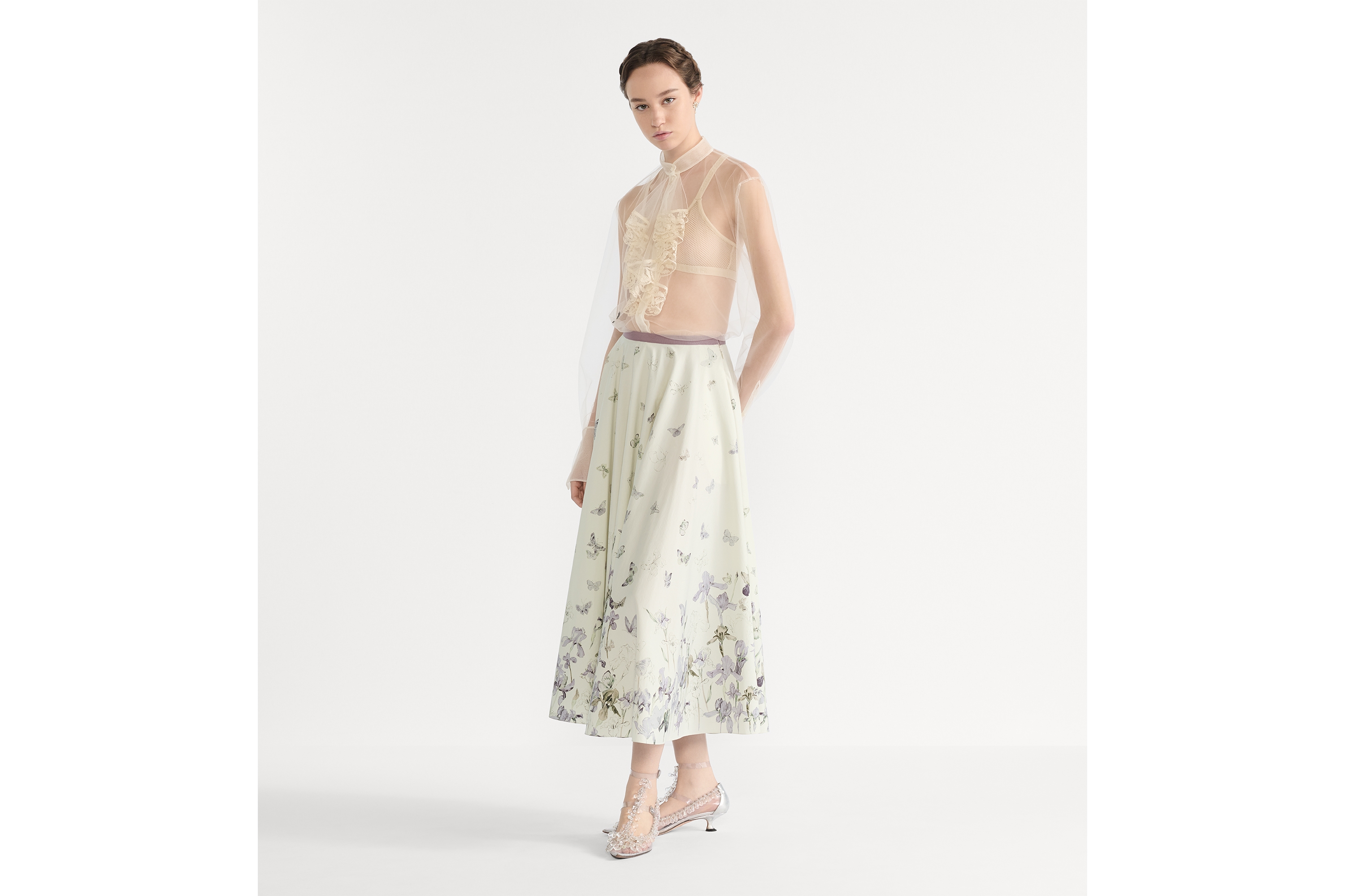 DIOR | フレア ミディスカート Butterflies & Iris コットン