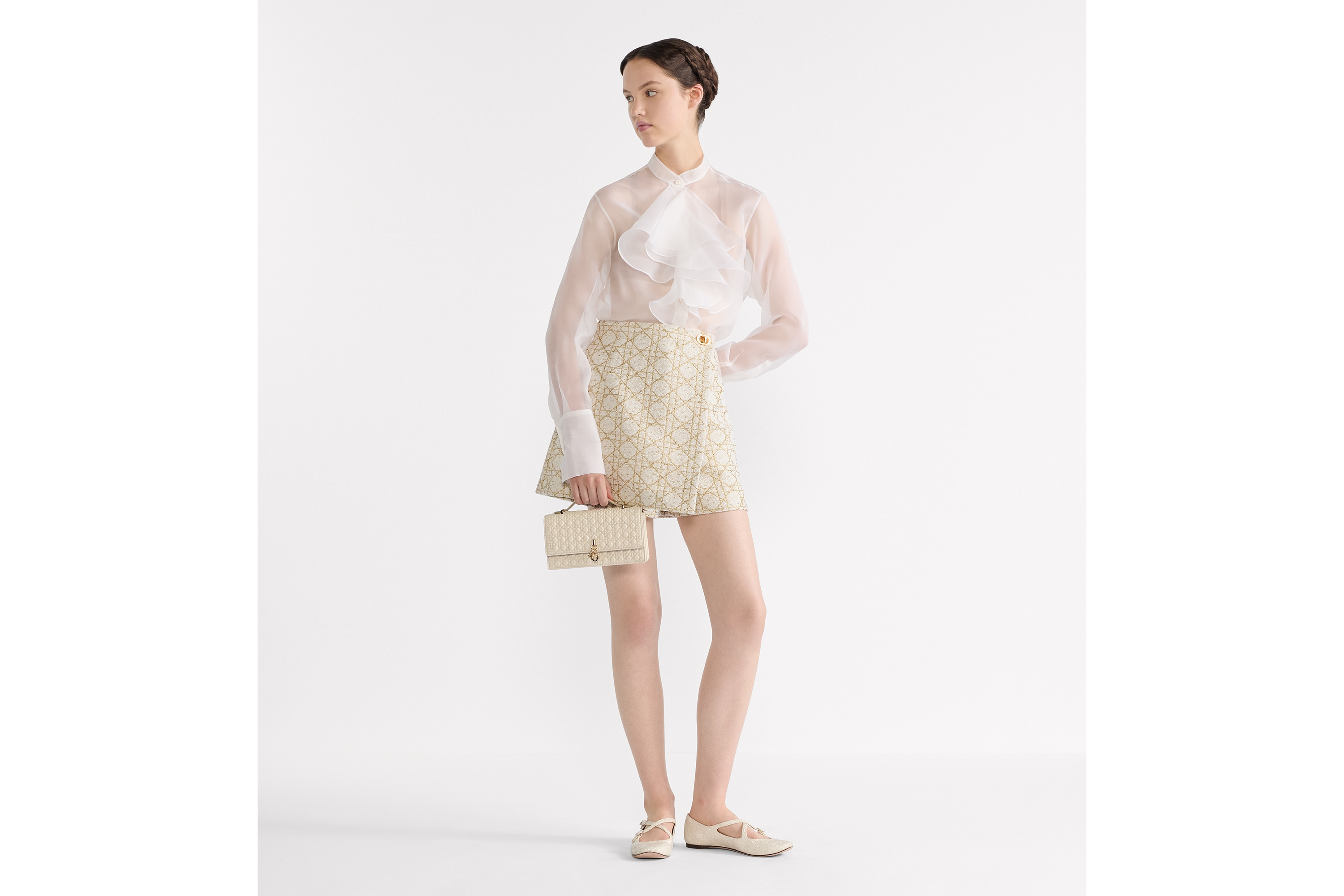 Blouse with Ruffled Neckline