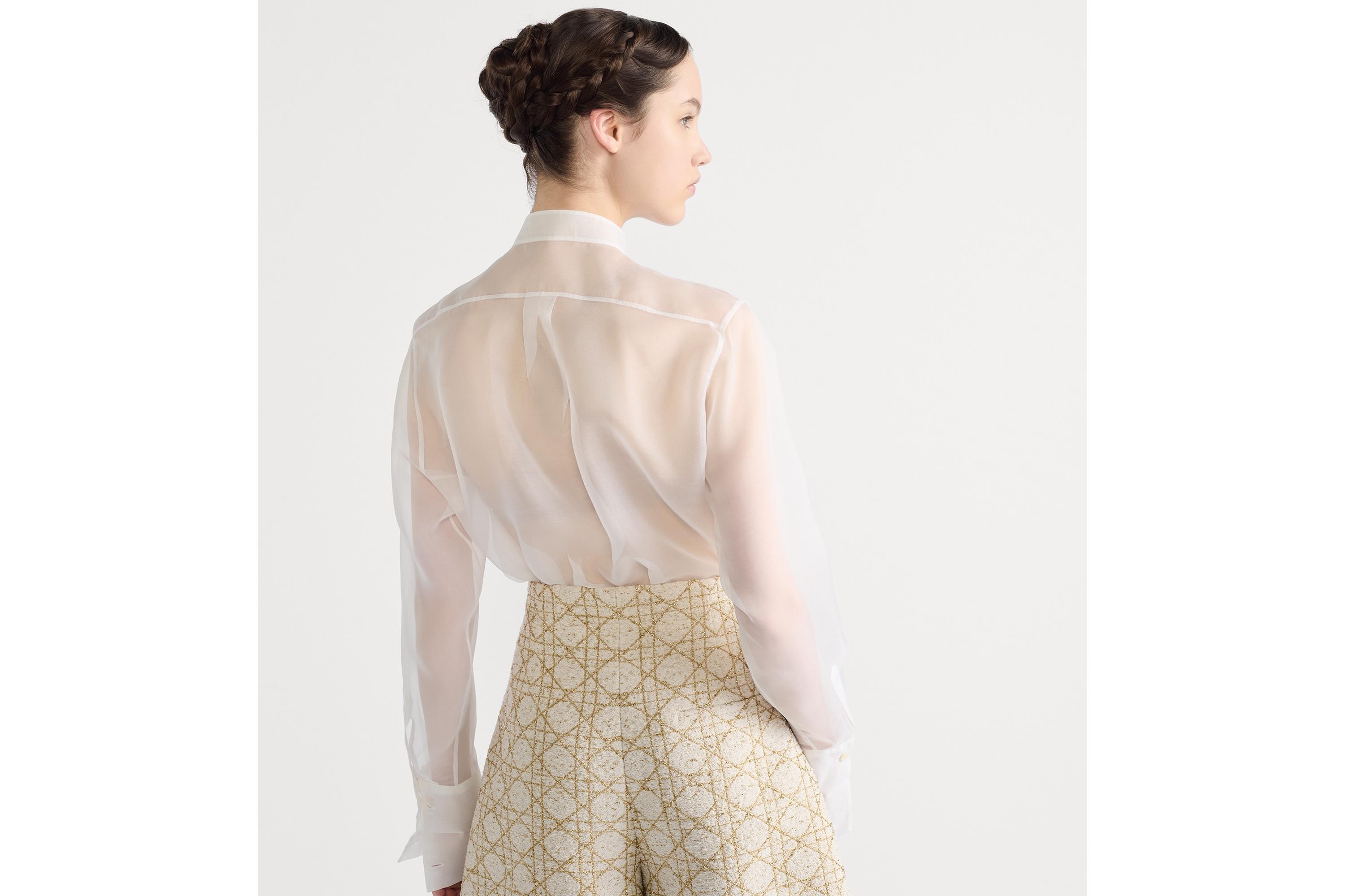 Blouse with Ruffled Neckline