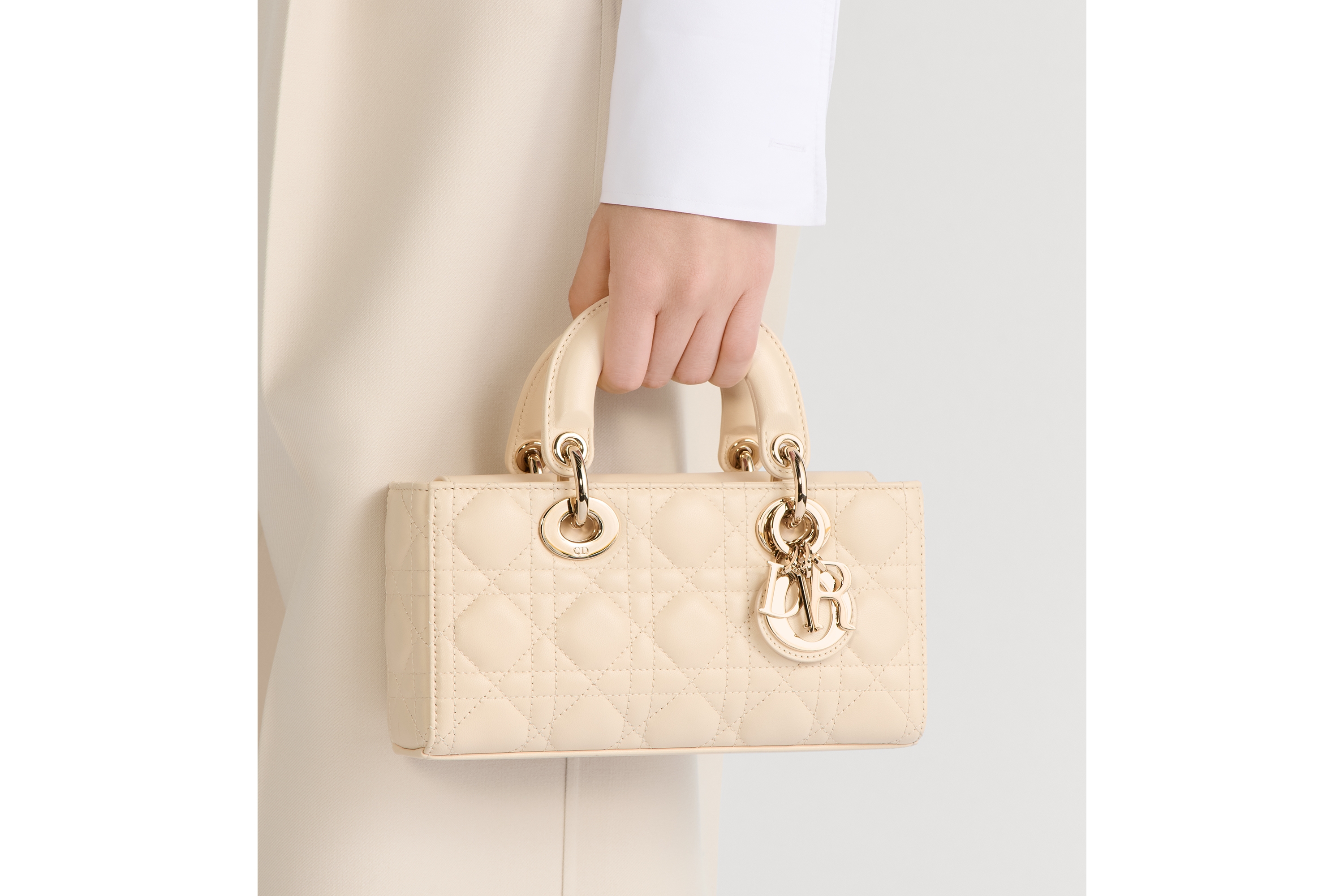 Small Lady D-Joy Bag Light Beige Cannage Lambskin E10