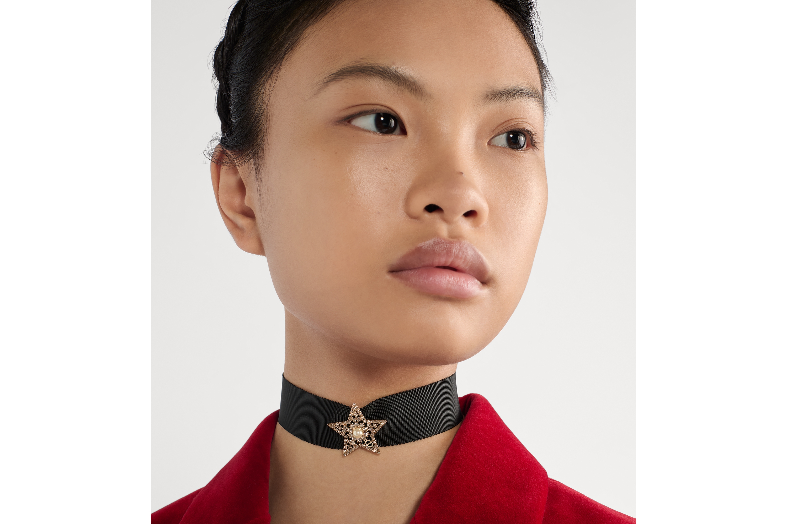 Nuit Étoilée チョーカー テクニカル ファブリック・メタル・レジンパール・クリスタル E12