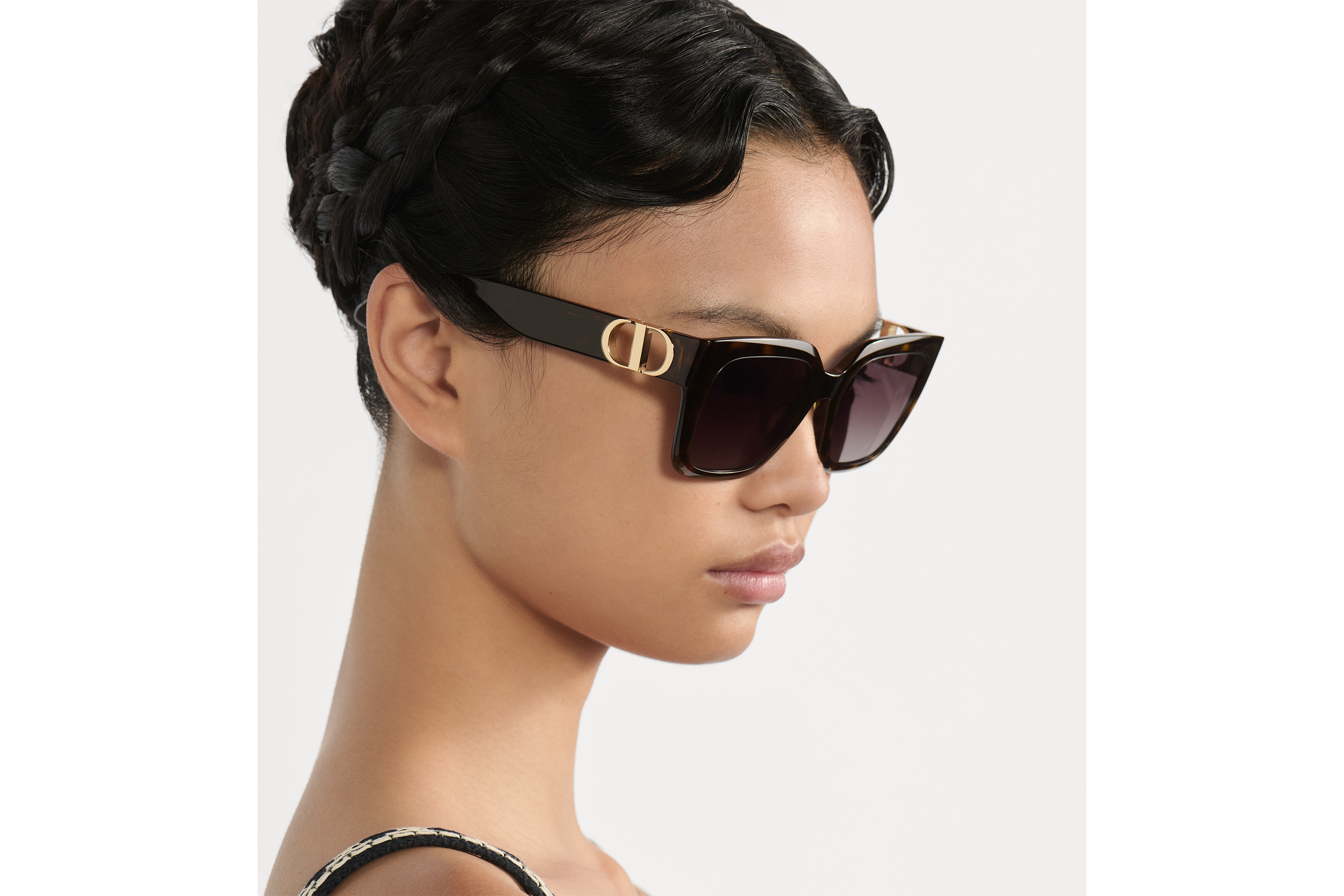 Look 30Montaigne S8U Brown Tortoiseshell-Effect Square Sunglasses E08